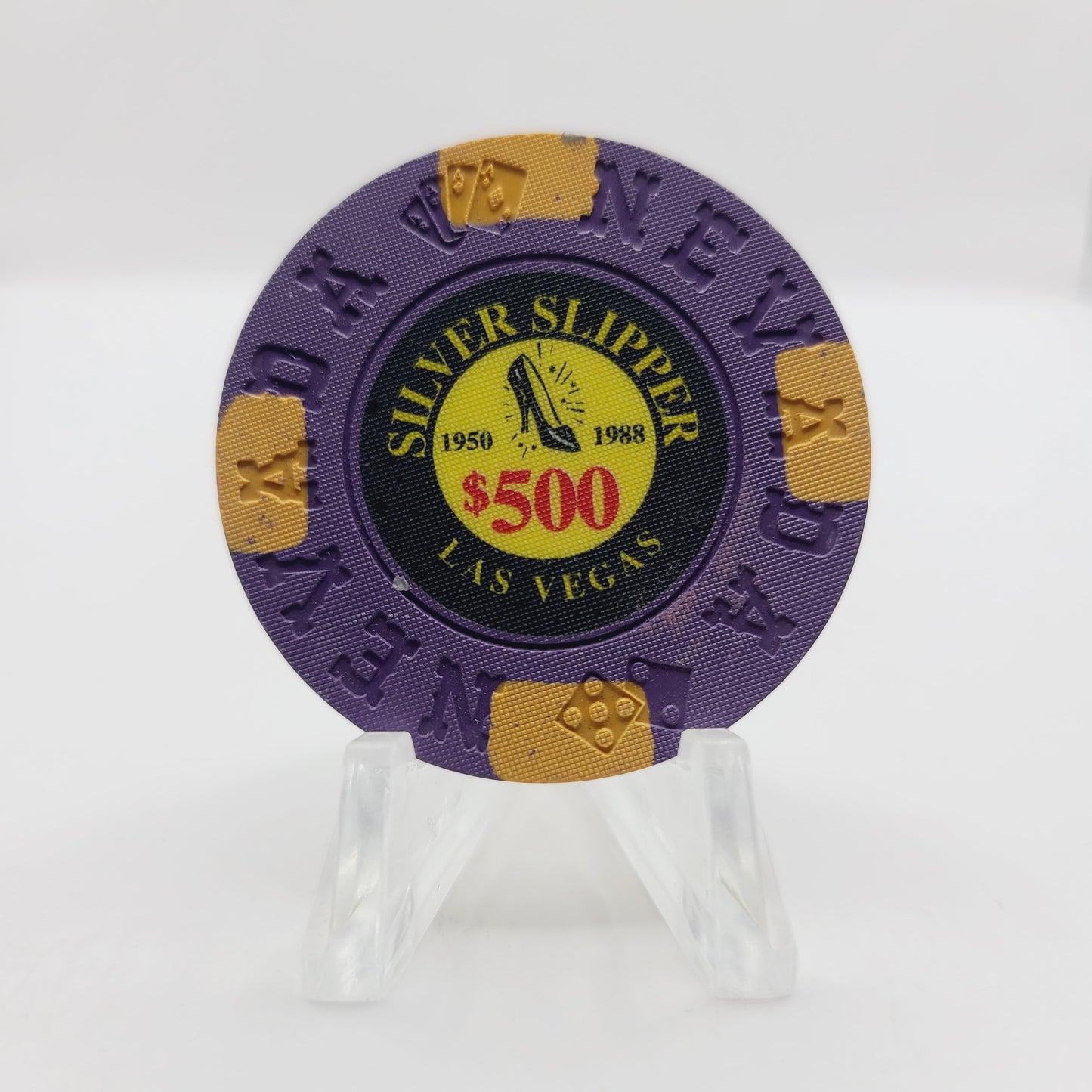 Silver Slipper Gambling Hall & Saloon Las Vegas Nevada 1992 "Borland Imitation" $500 Casino Chip N6008 Limited 1500