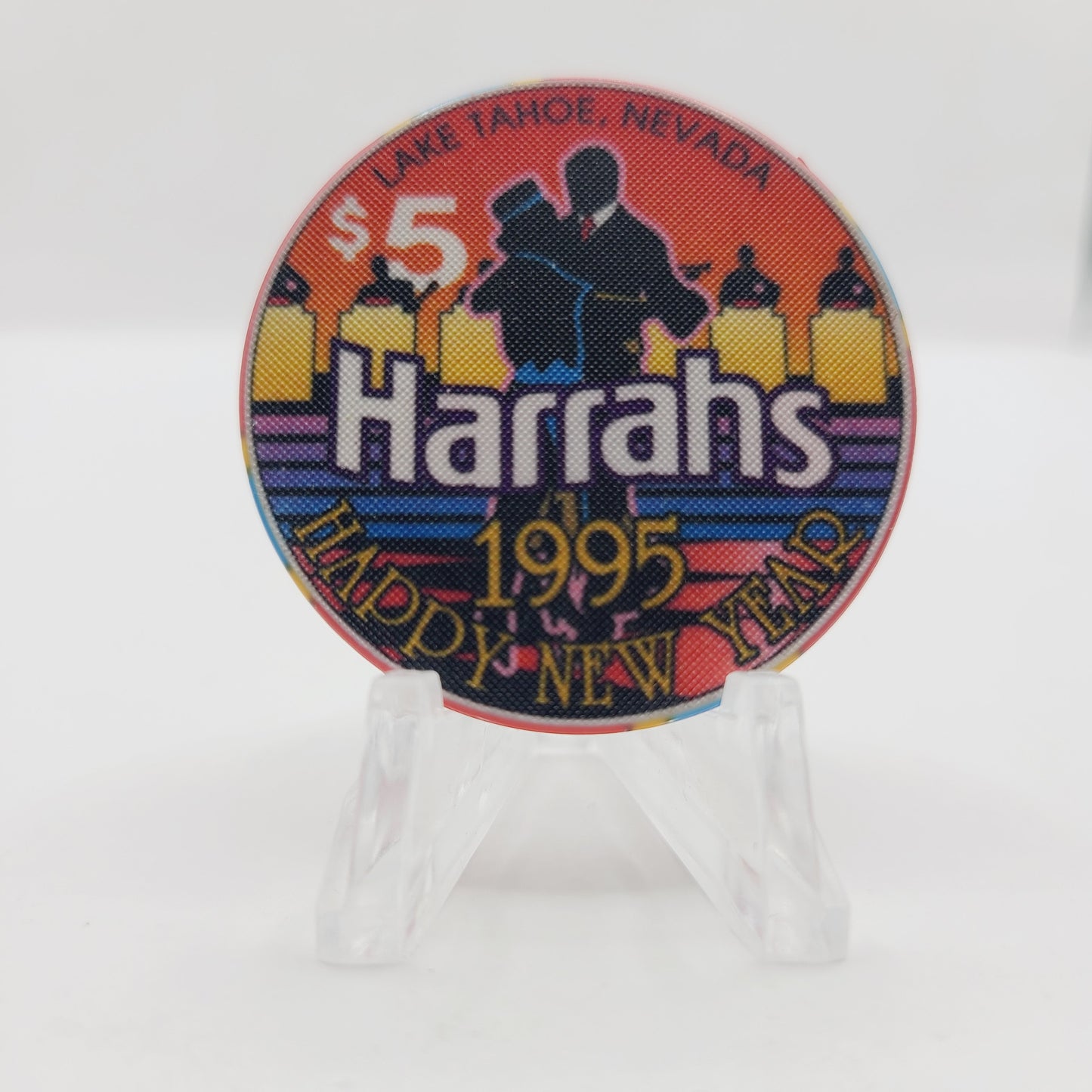 Harrah's Hotel Casino Lake Tahoe 1995 "New Year's" $5 Casino Chip N0607
