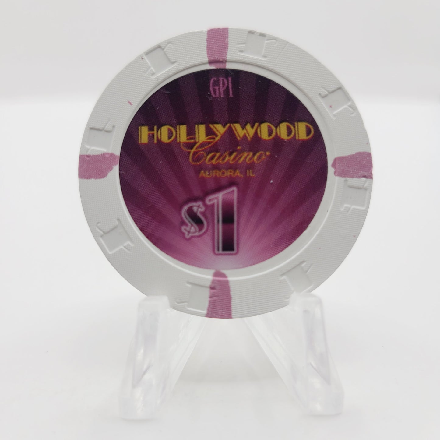 Hollywood "Riverboat" Casino Aurora Illinois 2024 $1 Casino Chip CG315510