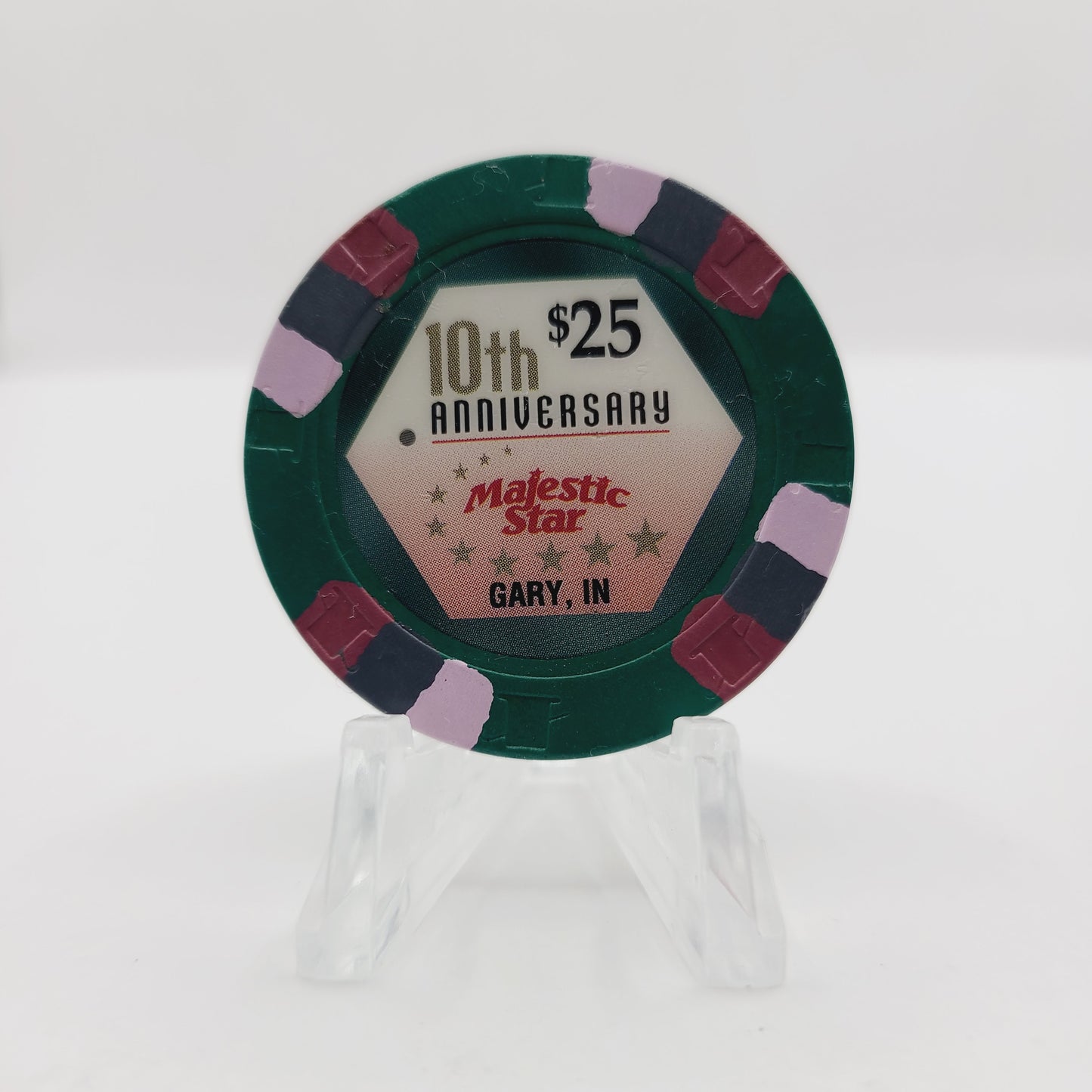 Majestic Star Riverboat Casino Gary Indiana $25 10th Anniversary Casino Chip