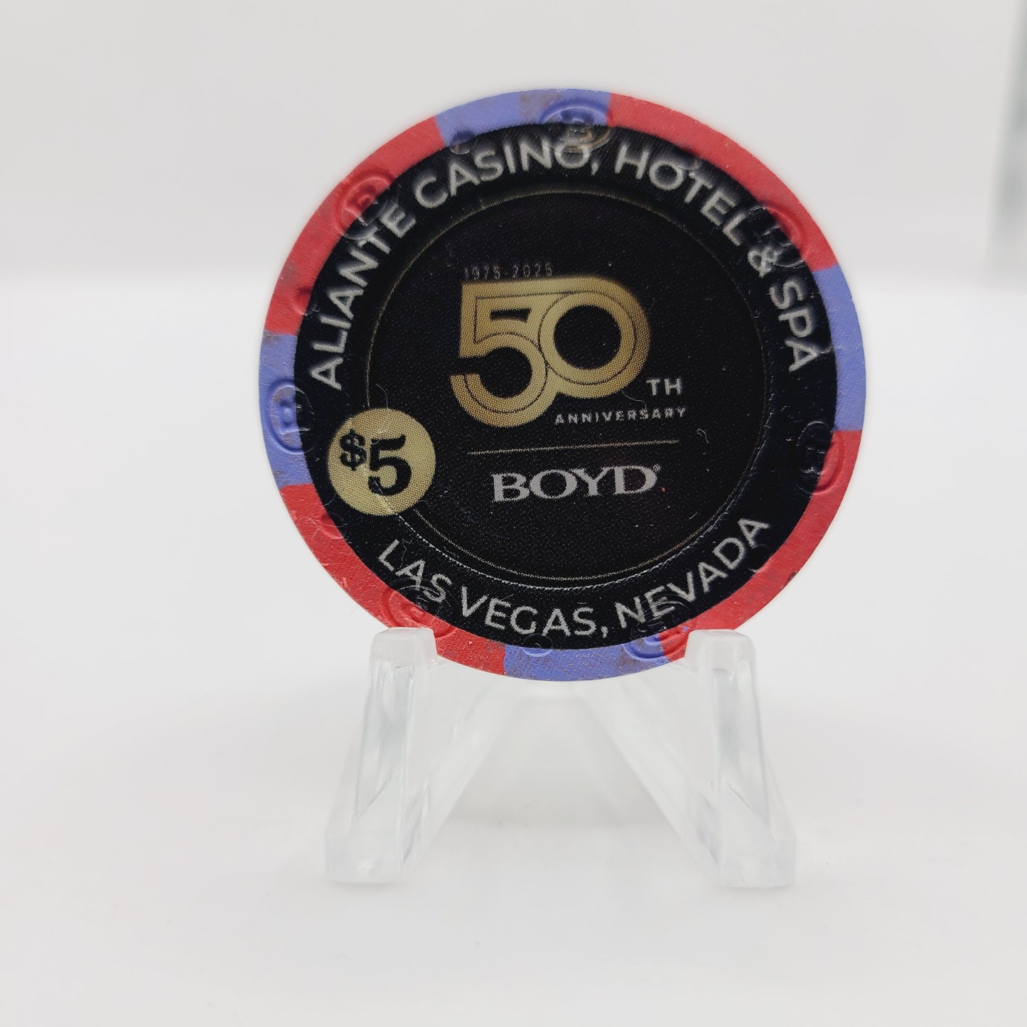 Aliante Hotel Casino Las Vegas Nevada 2025 "Boyd 50th Anniversary" $5 Casino Chip