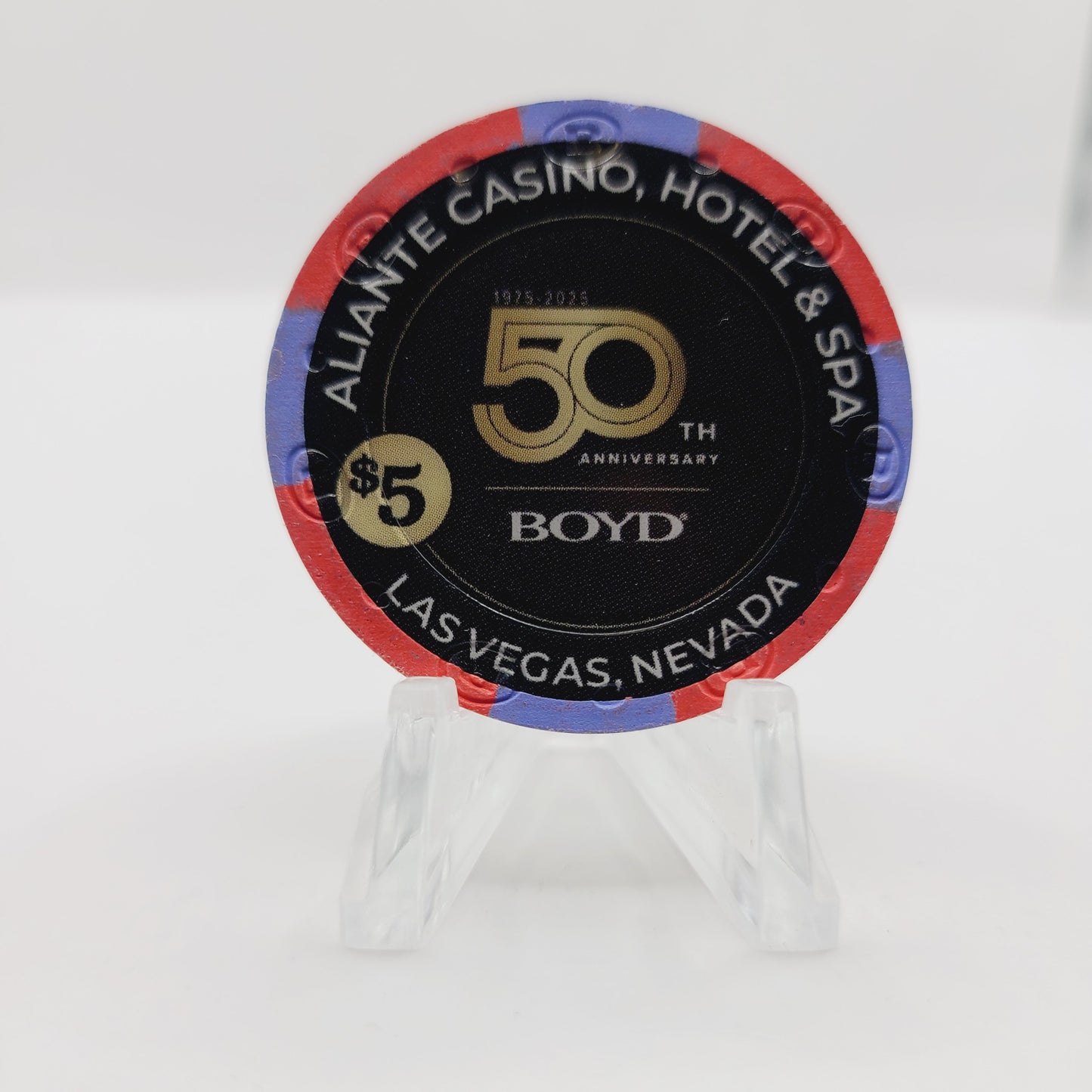 Aliante Hotel Casino Las Vegas Nevada 2025 "Boyd 50th Anniversary" $5 Casino Chip