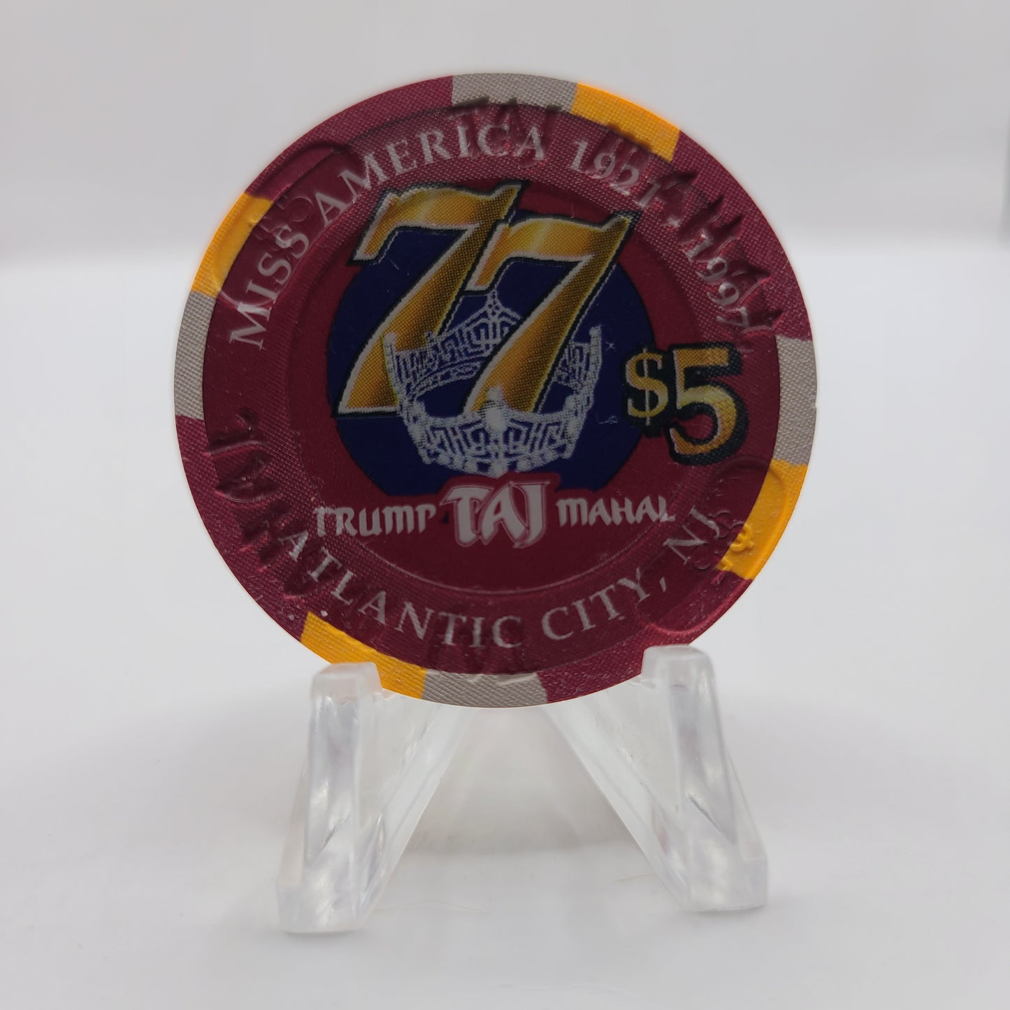 Trump Taj Mahal Hotel Casino "Miss America Tara Holland" 1997 $5 Casino Chip