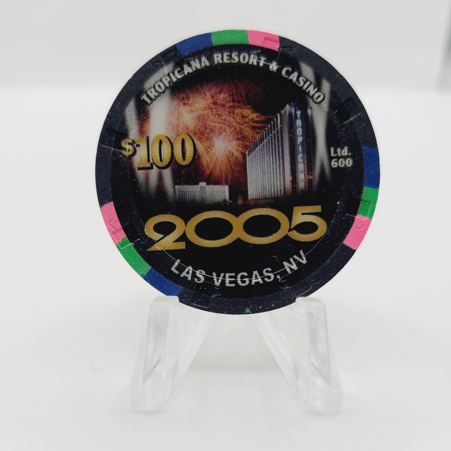 Tropicana Hotel Casino Las Vegas Nevada 2005 "New Year's" $100 Casino chip D0410