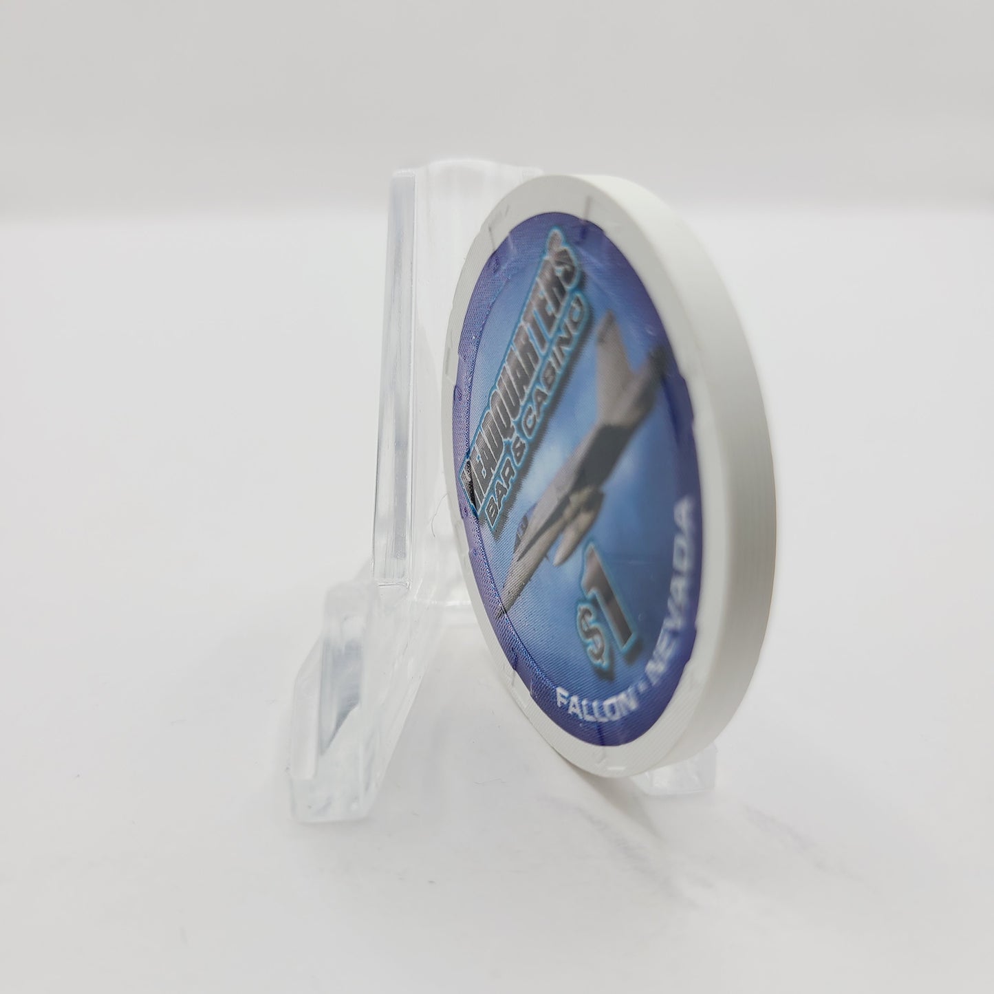 Headquarters Bar Casino Fallon Nevada 2012 "Fighter Plane" $1 Casino Chip D0486