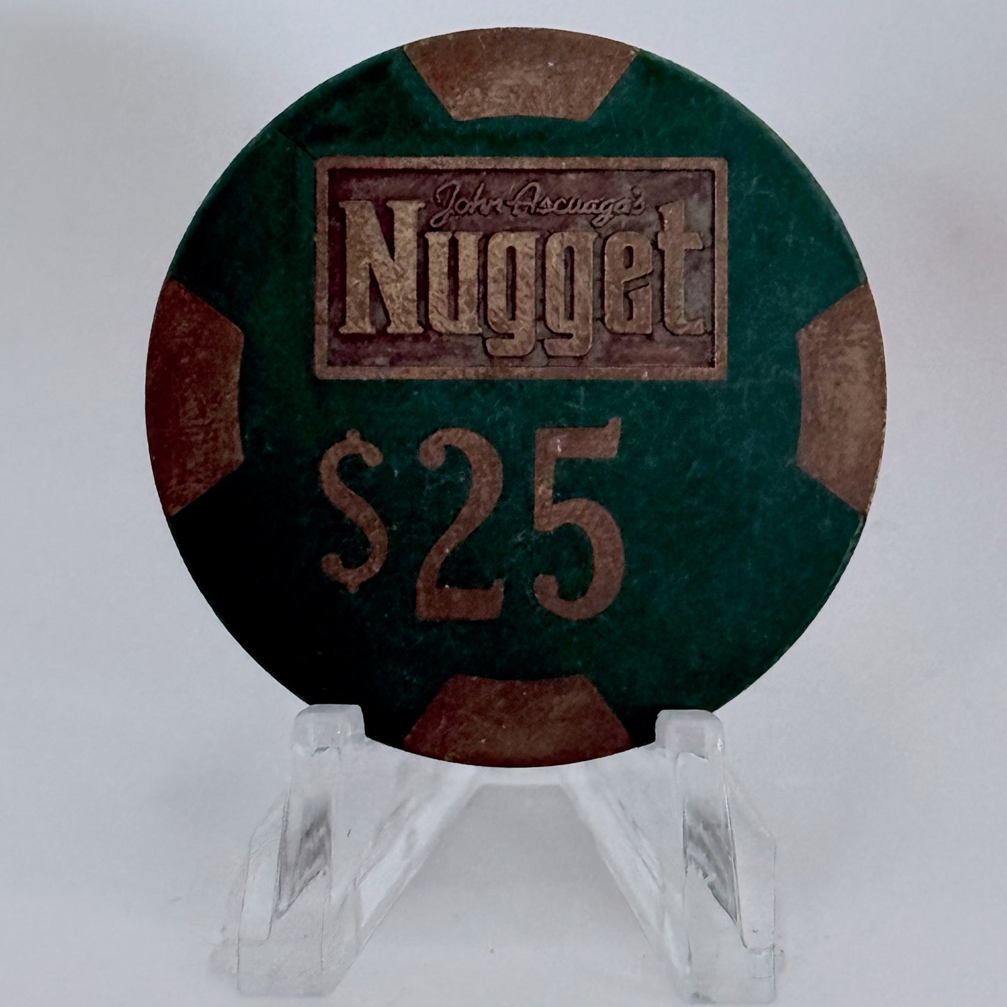 John Ascuaga's Nugget Sparks Nevada 1980s $25 Casino Chip N6453