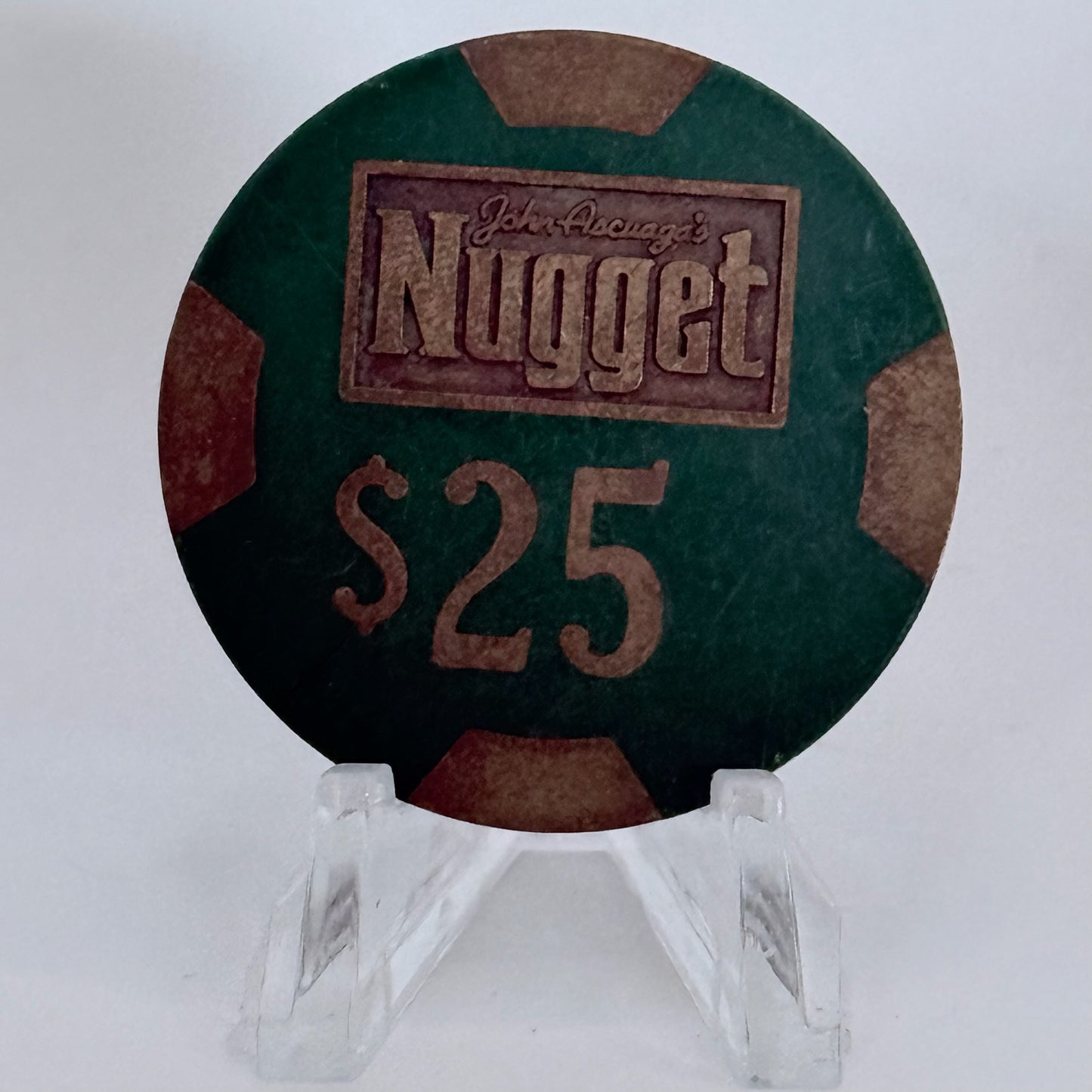John Ascuaga's Nugget Sparks Nevada 1980s $25 Casino Chip N6453