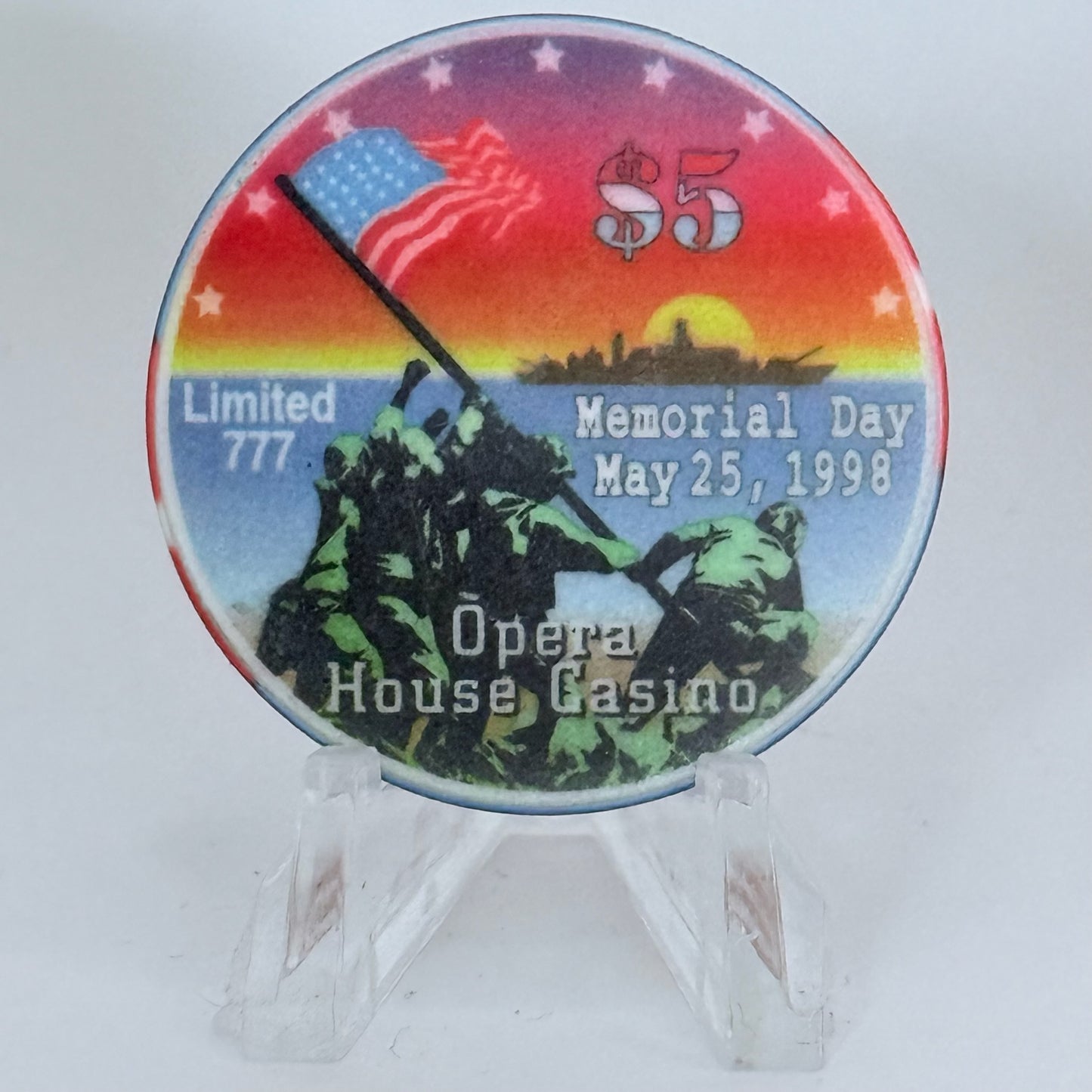 Opera House Casino N. Las Vegas Nevada 1998 'Memorial Day' LE $5 Casino Chip V1248
