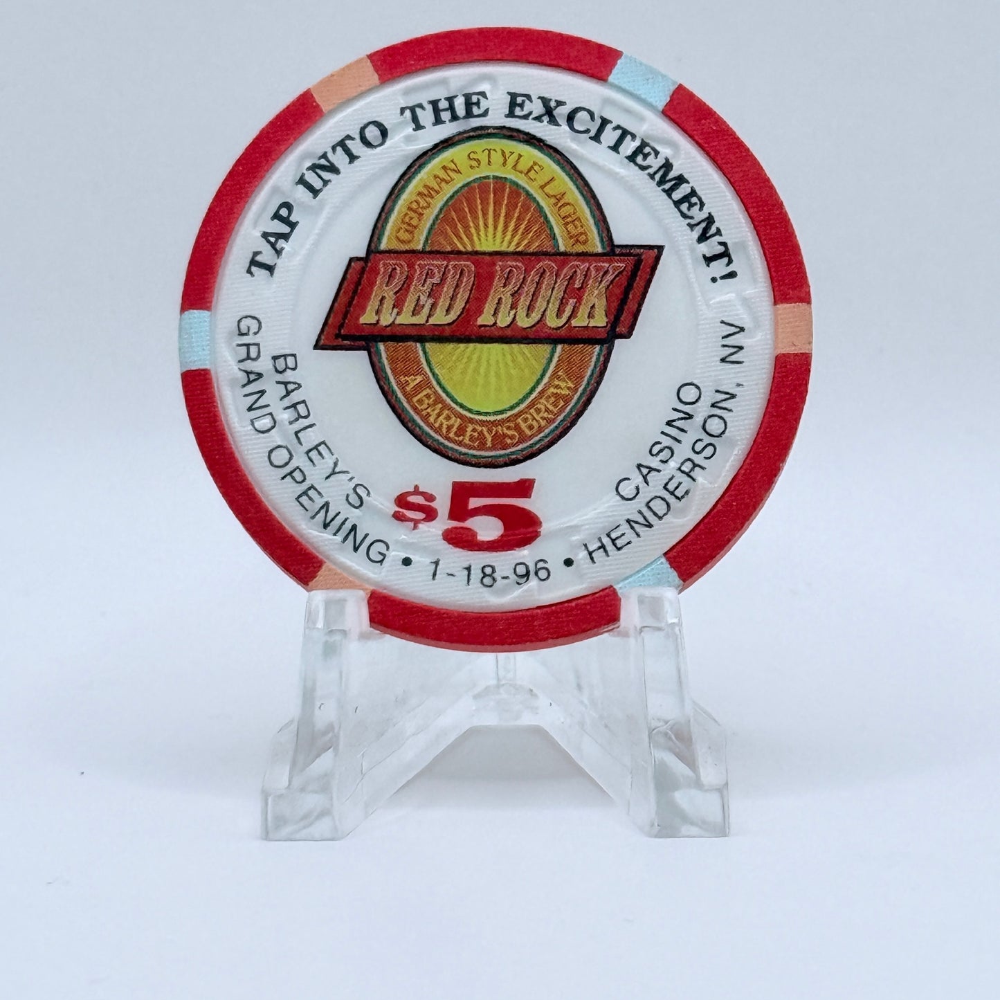Barley's Casino & Brewing Henderson Nevada 1996 'Red Rock' LE $5 Casino Chip N1257