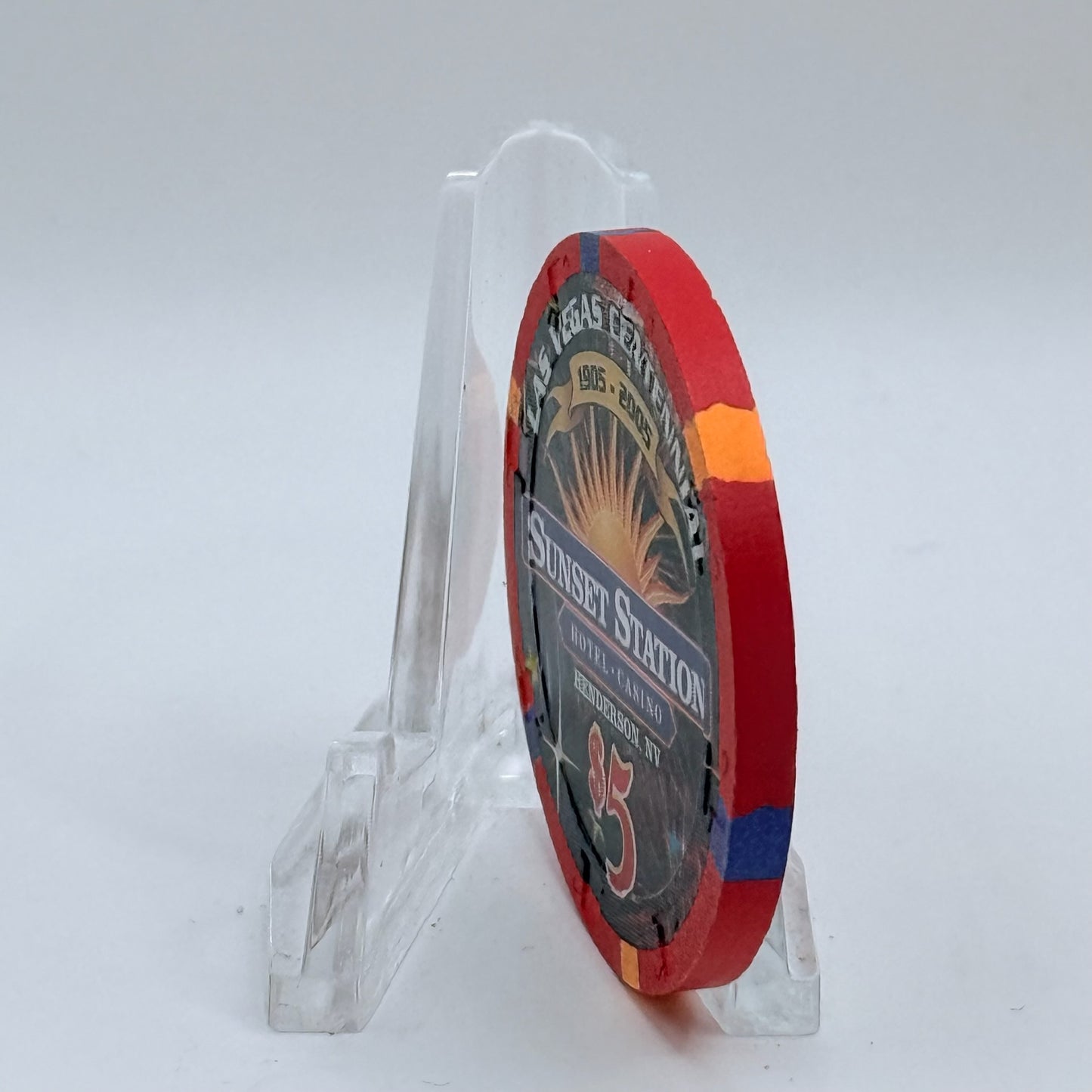 Sunset Station Henderson Nevada 2005 'Las Vegas Centennial' LE $5 Casino Chip E8806