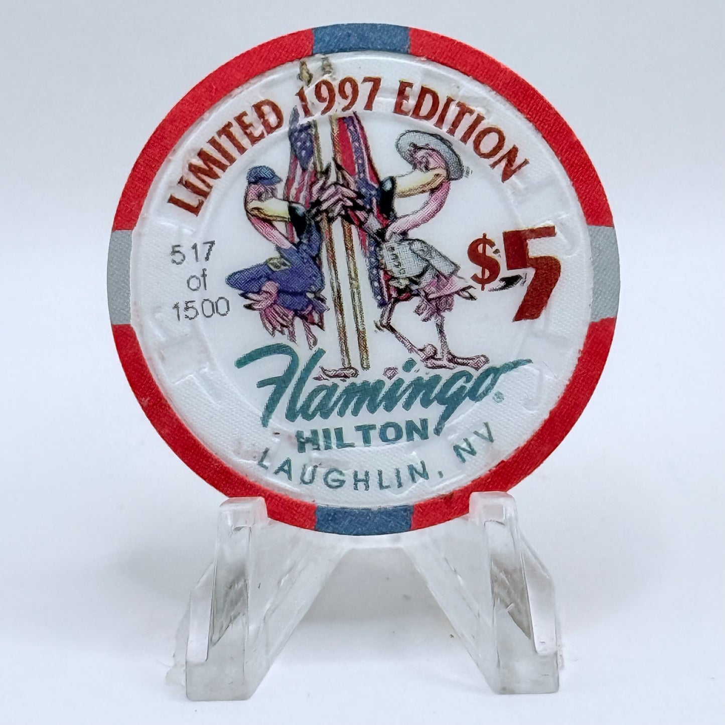 Flamingo Hilton Laughlin Nevada 1997 'William T Sherman' Series 9 LE $5 Casino Chip N8299