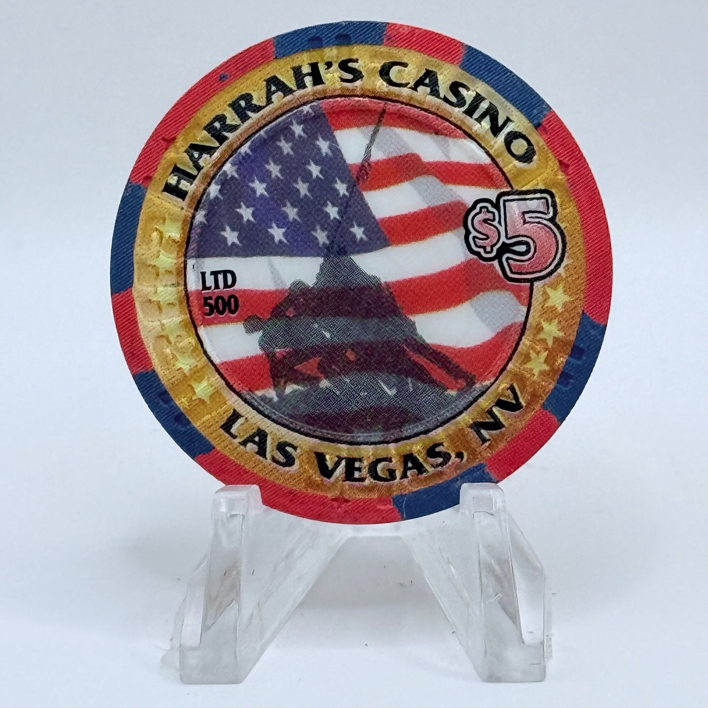 Harrah's Las Vegas Nevada 2002 'Memorial Day' LE $5 Casino Chip V8910
