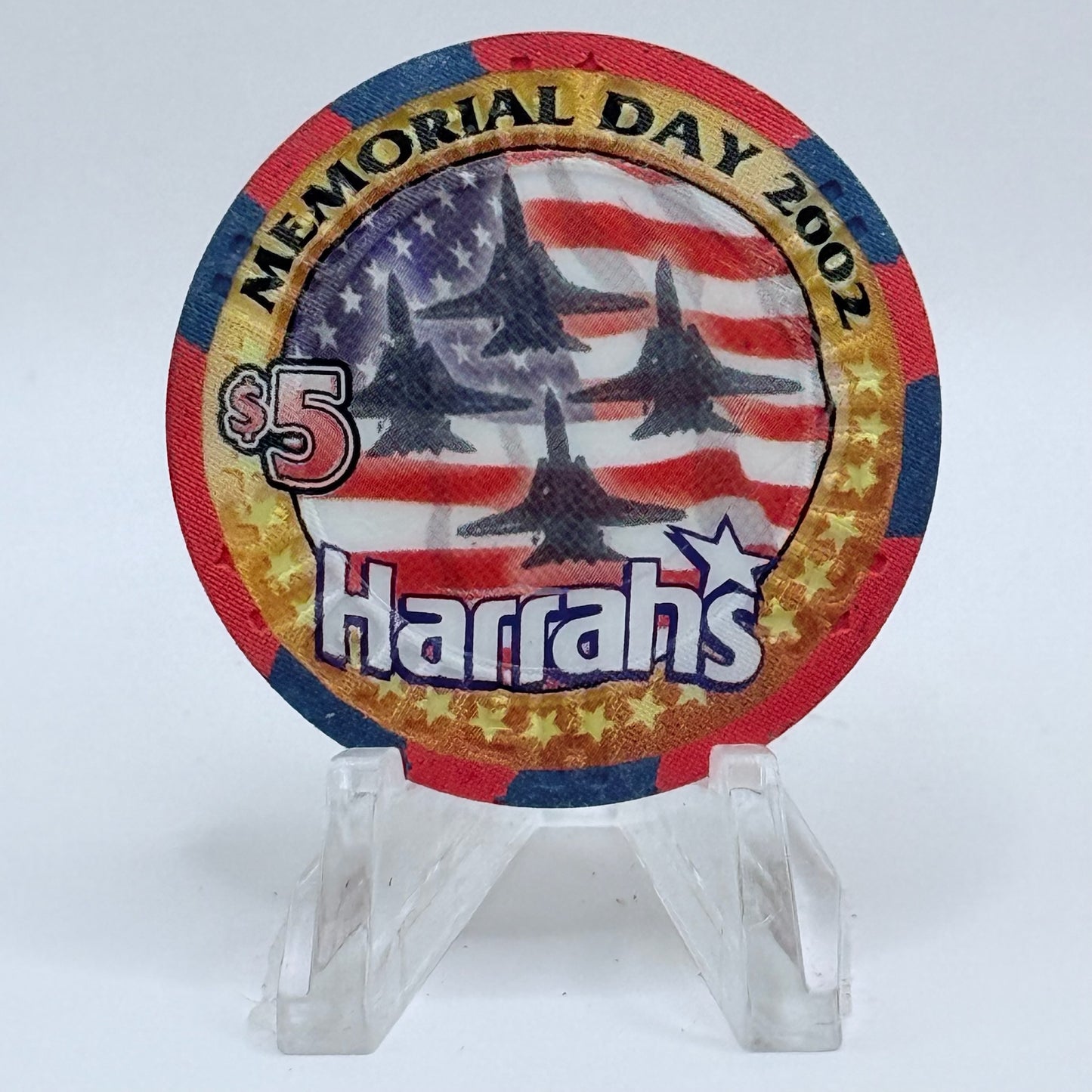 Harrah's Las Vegas Nevada 2002 'Memorial Day' LE $5 Casino Chip V8910