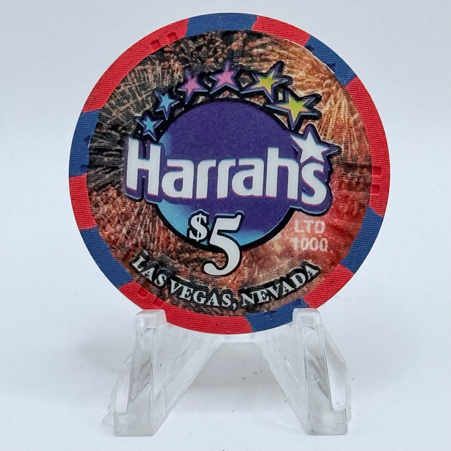 Harrah's Las Vegas Nevada 2001 'July 4th' LE $5 Casino Chip V8908