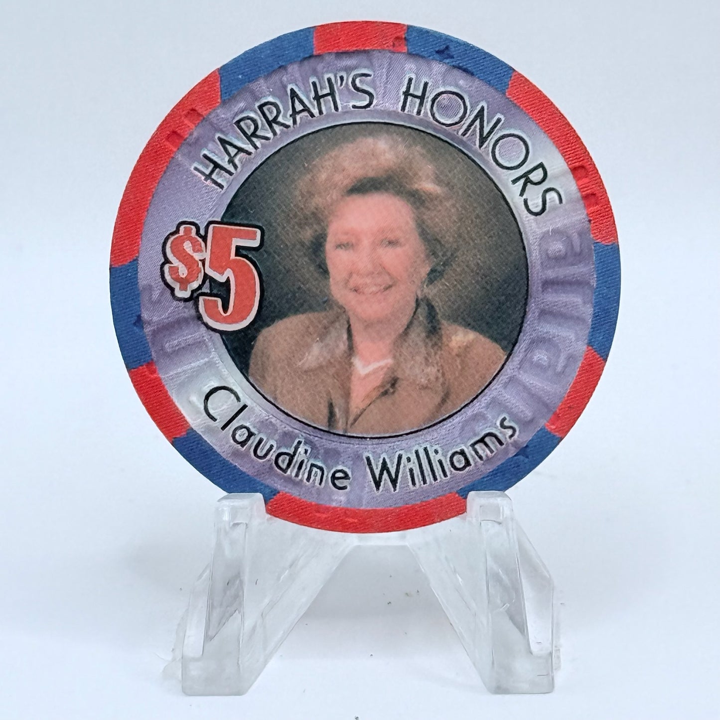 Harrah's Las Vegas Nevada 2001 'Claudine Williams' LE $5 Casino Chip V8904