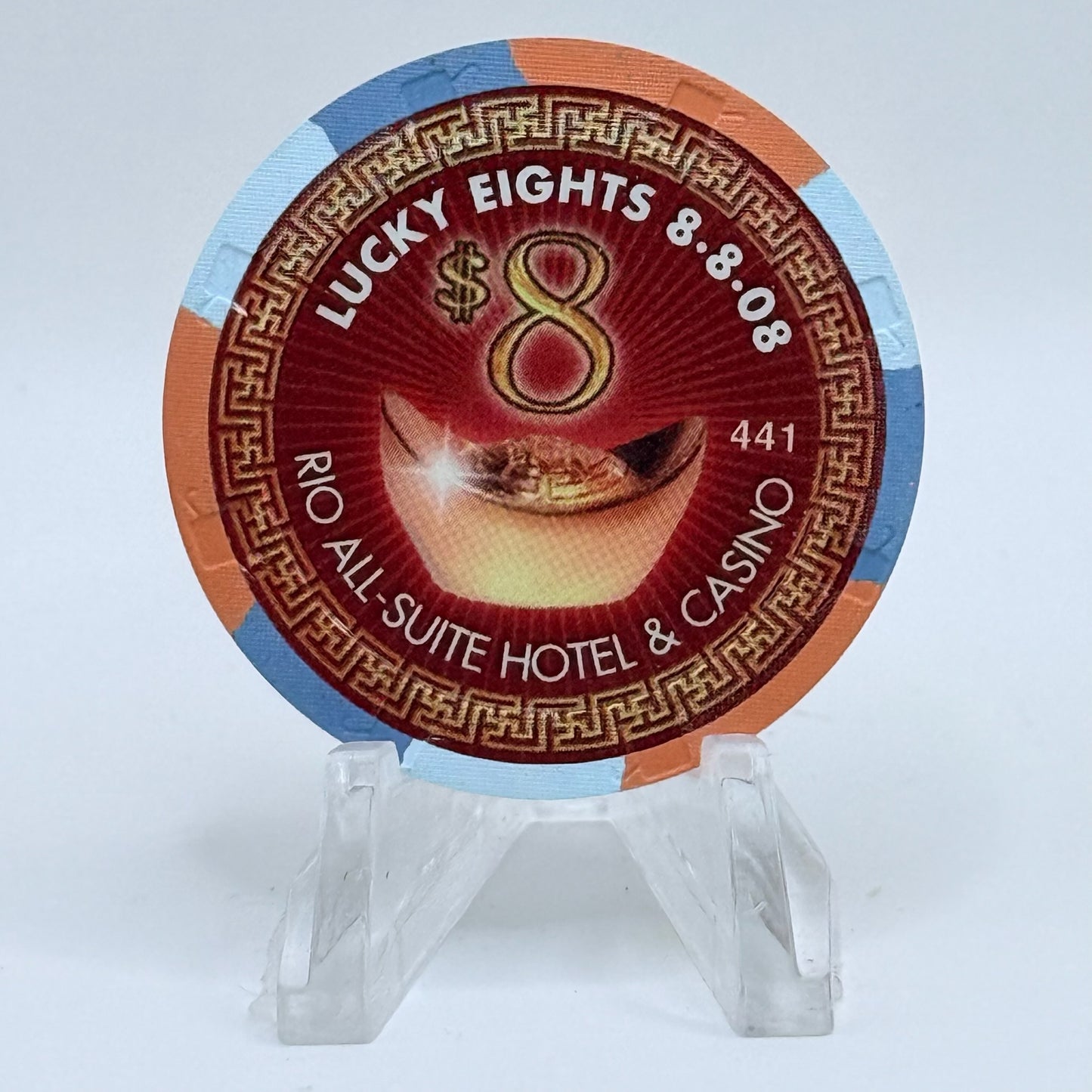 Rio Las Vegas Nevada 2008 'Lucky Eights' LE $8 Casino Chip E8283