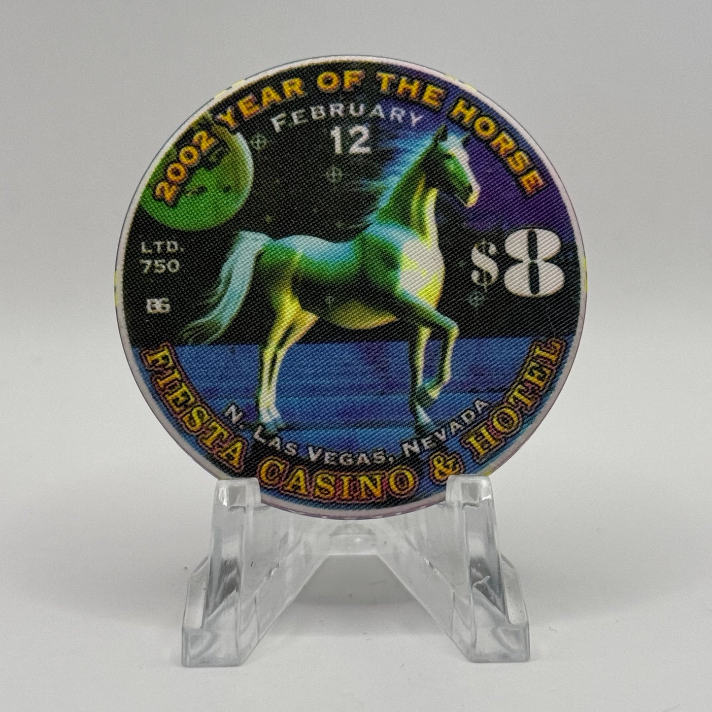 Fiesta Rancho N. Las Vegas Nevada 2002 'Year of the Horse' LE $8 Casino Chip V8450