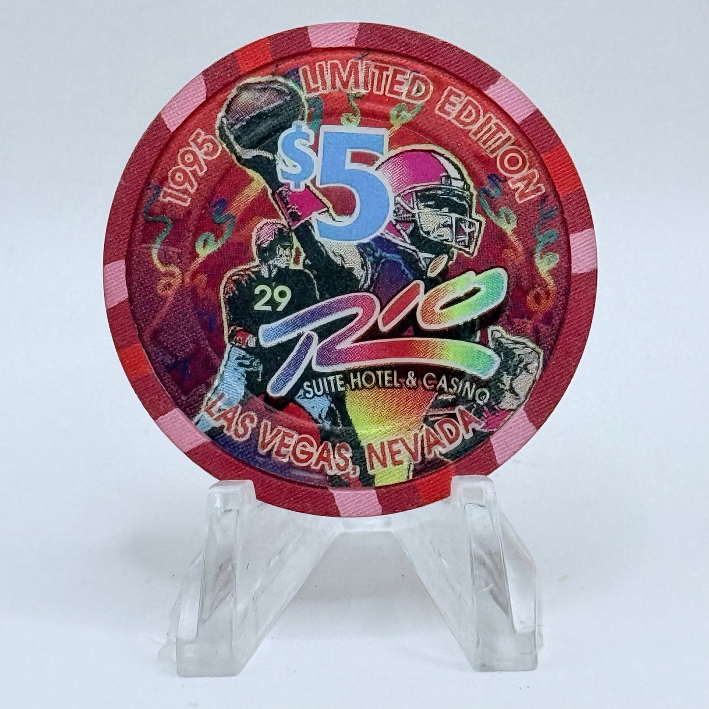 Rio Las Vegas Nevada 1995 'Football' LE $5 Casino Chip N2684