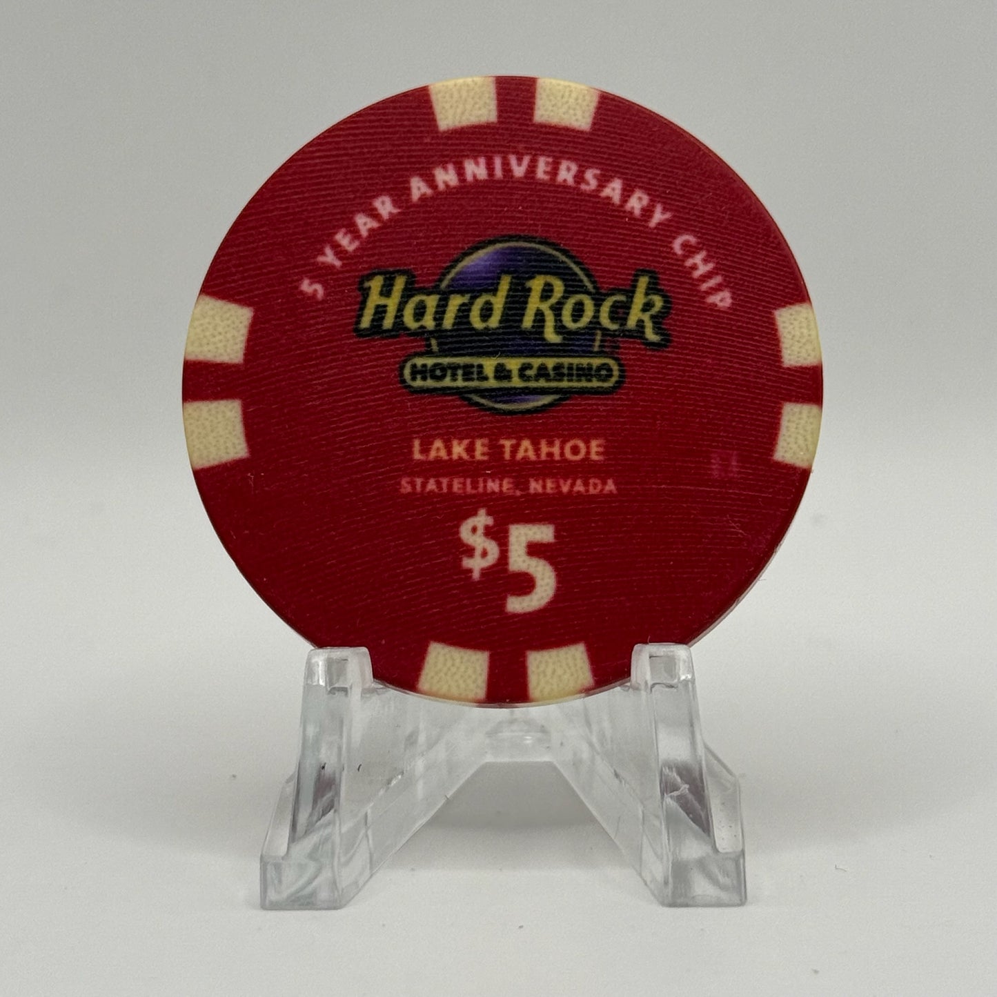 Hard Rock - Lake Tahoe Stateline Nevada 2020 "5 Amped Years" LE $5 Casino Chip