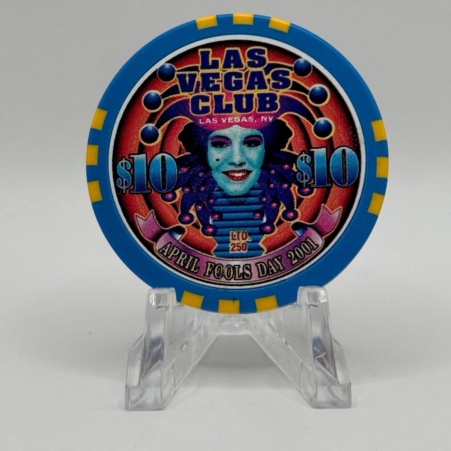 Las Vegas Club Las Vegas Nevada 2001 'April Fool's Day' LE $10 Casino Chip V7437