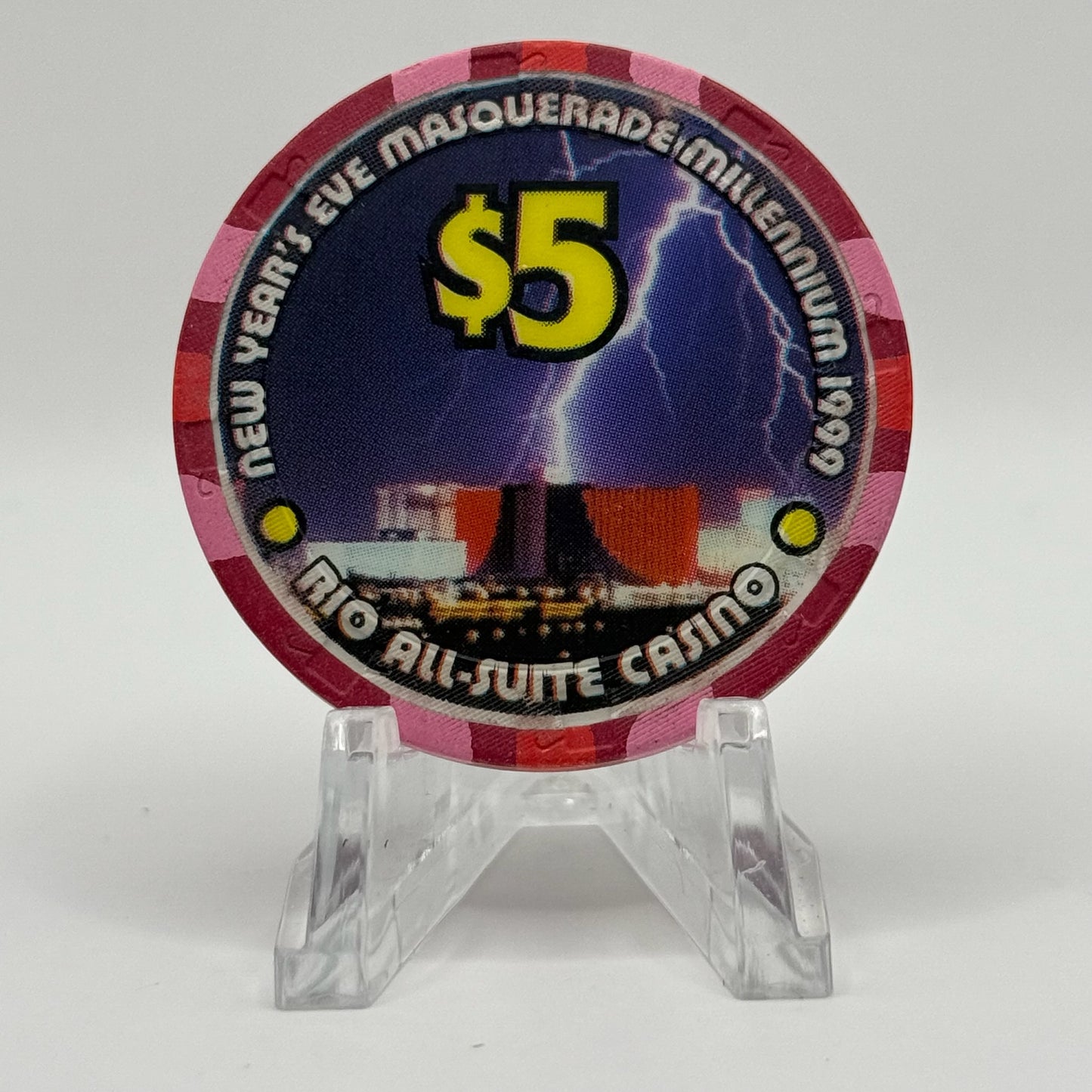 Rio Las Vegas Nevada 1999 'New Year's Eve' LE $5 Casino Chip V5364