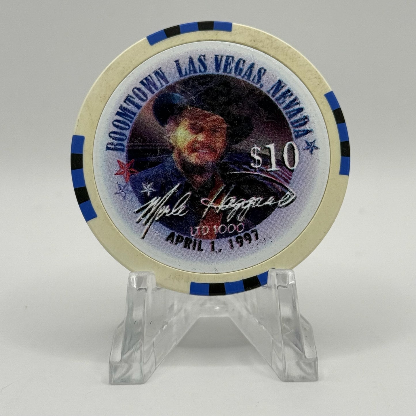 Boomtown Las Vegas Nevada 1997 'Merle Haggard' LE $10 Casino Chip N8019