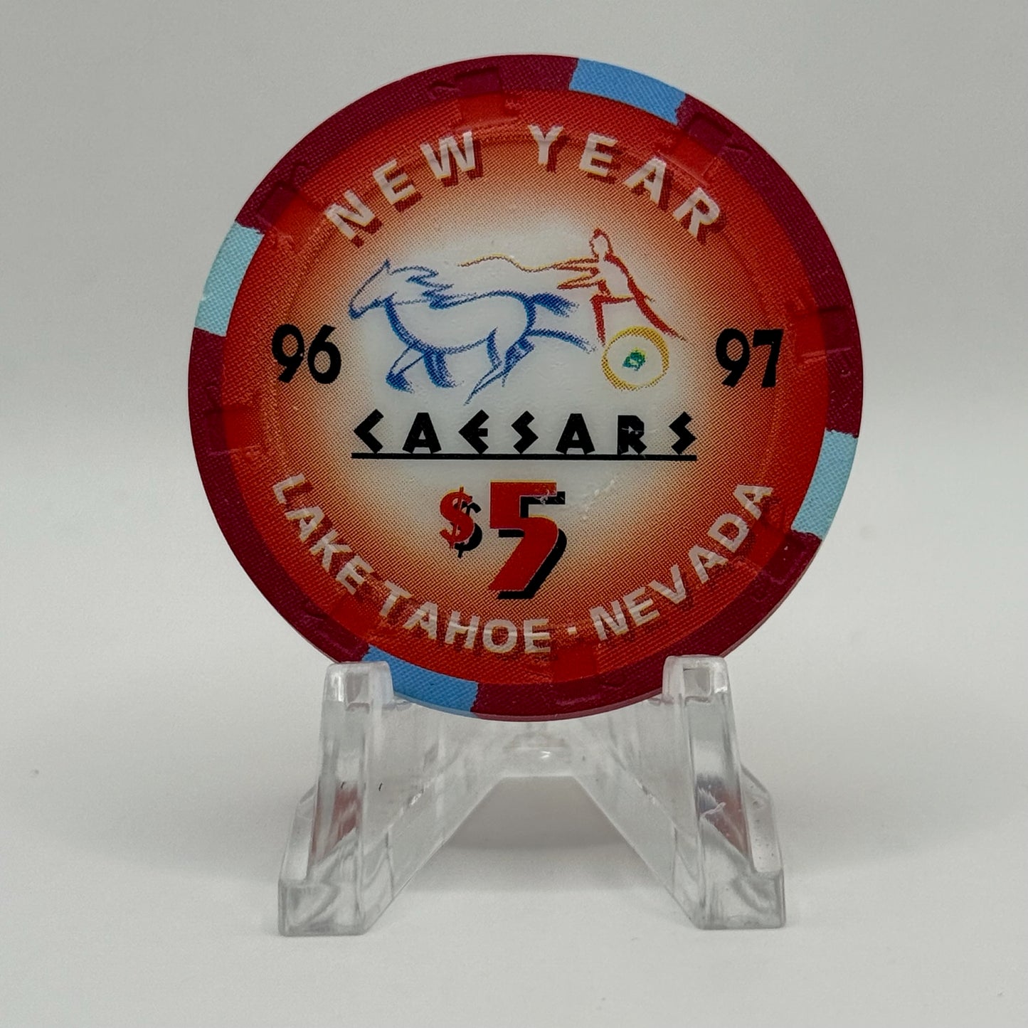 Caesars Tahoe Lake Tahoe Nevada 1996 LE $5 Casino Chip N8051