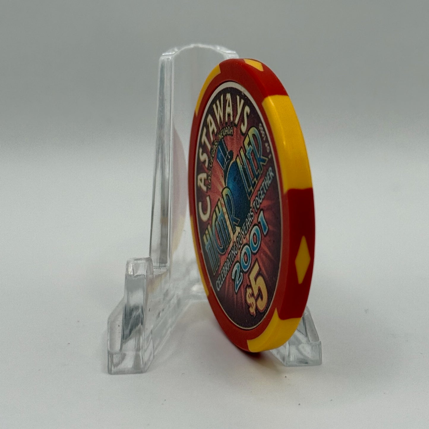 Castaways Hotel Casino Bowling Las Vegas Nevada 2001 'High Roller' LE $5 Casino Chip V7425