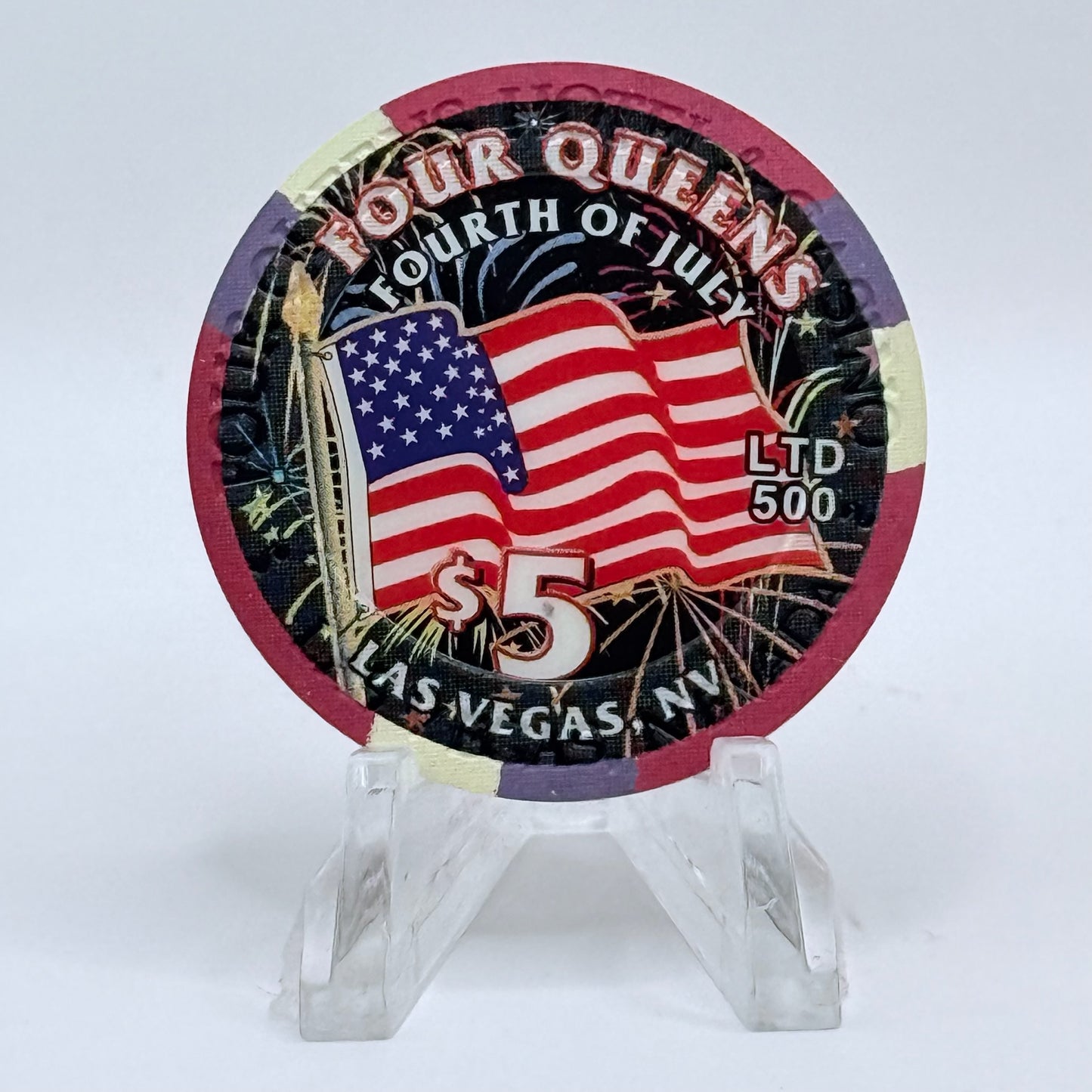 Four Queens Las Vegas Nevada 2005 'Independence Day' LE $5 Casino Chip E4779