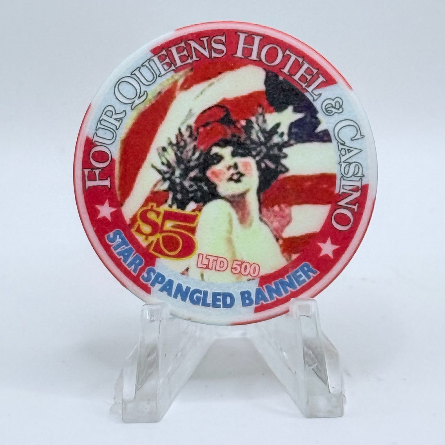 Four Queens Las Vegas Nevada 1998 'Fourth Of July' LE $5 Casino Chip V2508