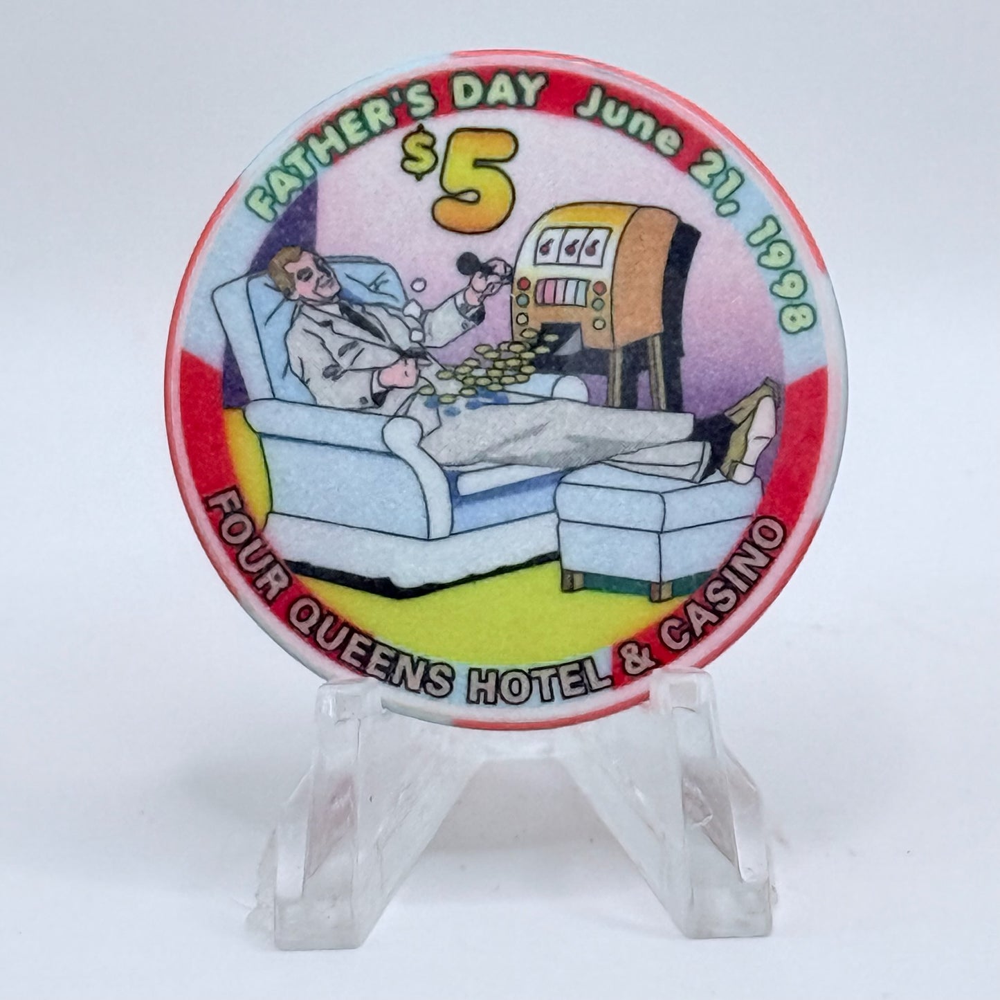 Four Queens Las Vegas Nevada 1998 'Father's Day' LE $5 Casino Chip N9739