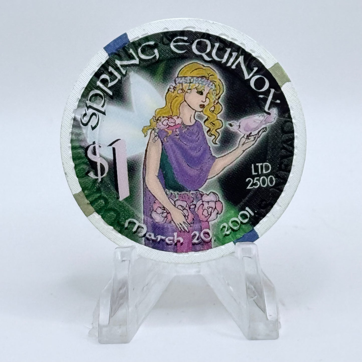 Four Queens Las Vegas Nevada 2001 'Spring Equinox' LE $1 Casino Chip V7431