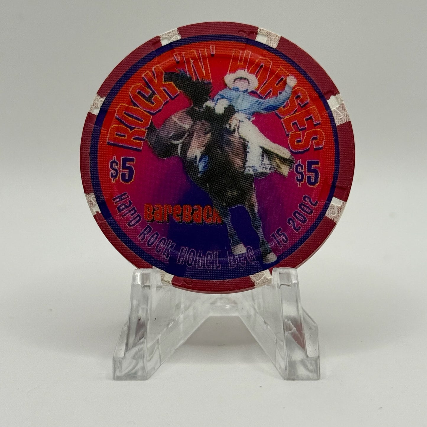 Hard Rock - Las Vegas Las Vegas Nevada 2002 'Rock-n Horses' Series 3 LE $5 Casino Chip E0777