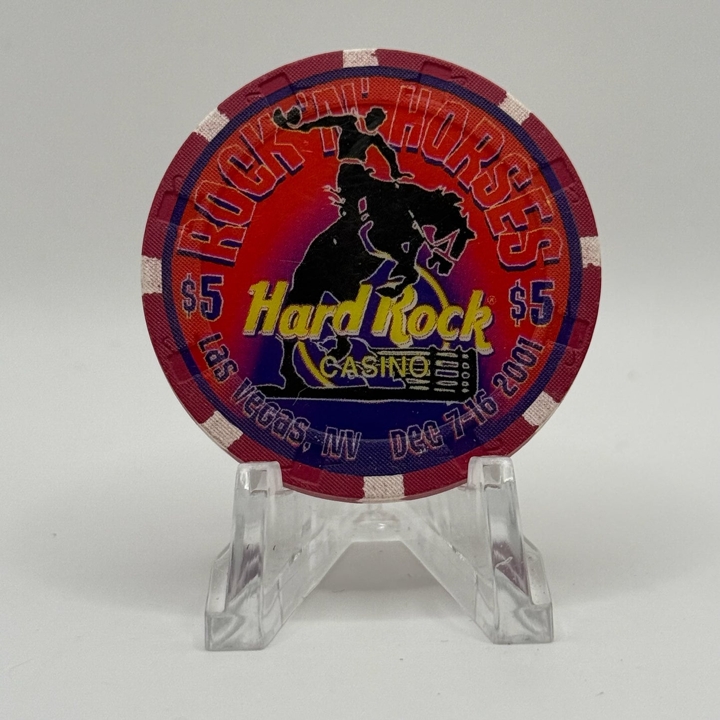 Hard Rock - Las Vegas Las Vegas Nevada 2001 'Rock-n Horses' LE $5 Casino Chip V8685