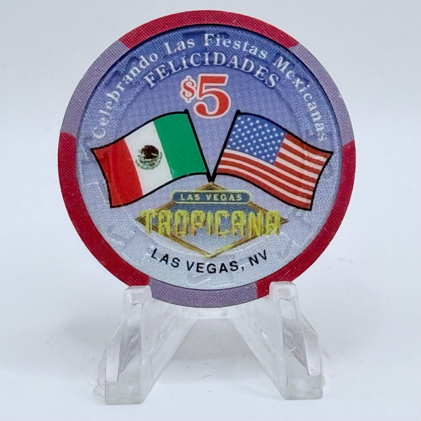 Tropicana Las Vegas Nevada 1996 'Felicadades' LE $5 Casino Chip N9233