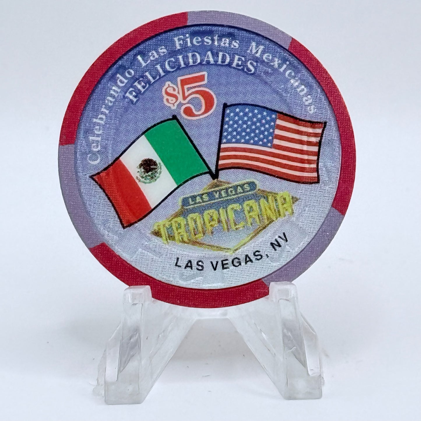 Tropicana Las Vegas Nevada 1996 'Felicadades' LE $5 Casino Chip N9233