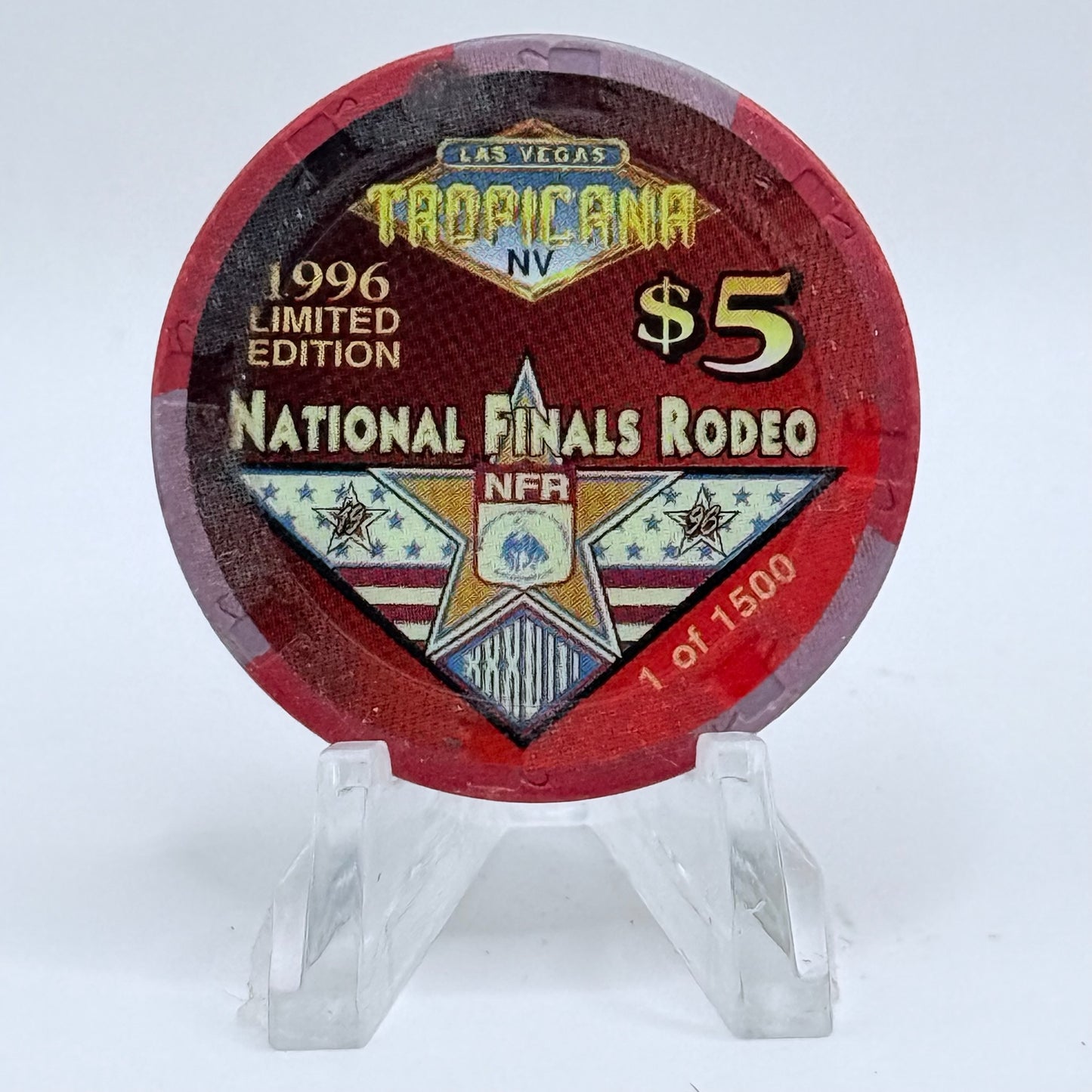 Tropicana Las Vegas Nevada 1996 'National Finals Rodeo' LE $5 Casino Chip N9236