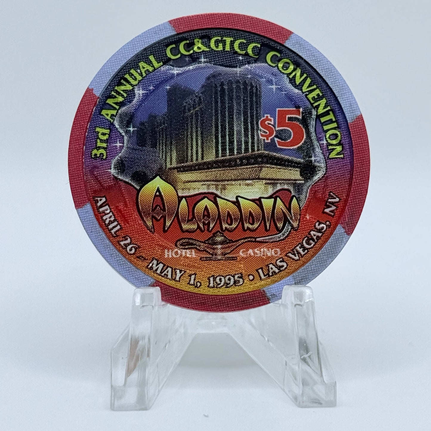 Aladdin Las Vegas Nevada 1995 '3rd Annual CC>CC Convention' LE $5 Casino Chip N2382