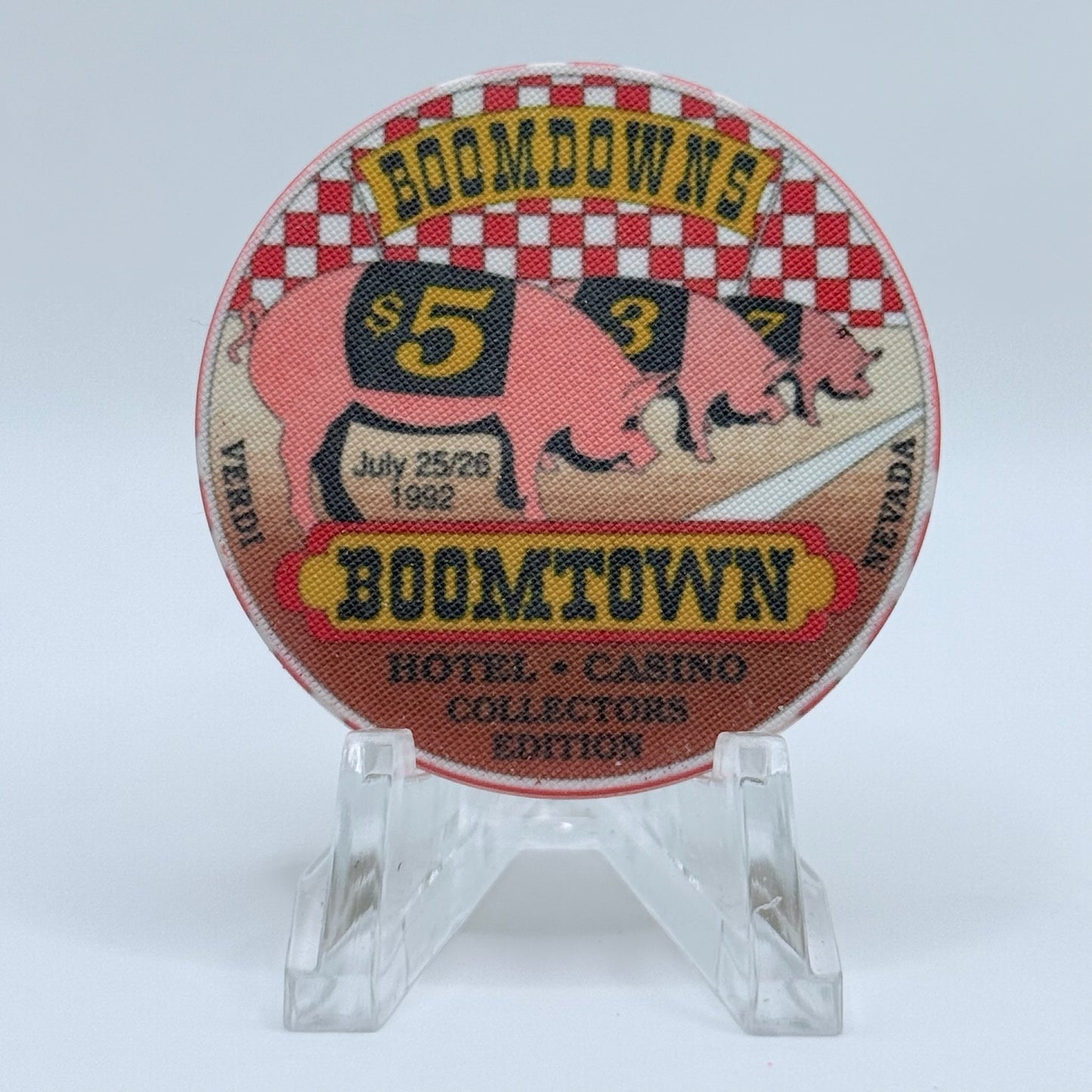 Boomtown 1992 LE 'Boomdowns' $5 Casino Chip N7415