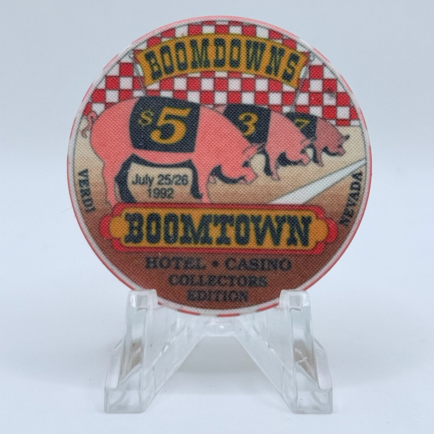 Boomtown 1992 LE 'Boomdowns' $5 Casino Chip N7415