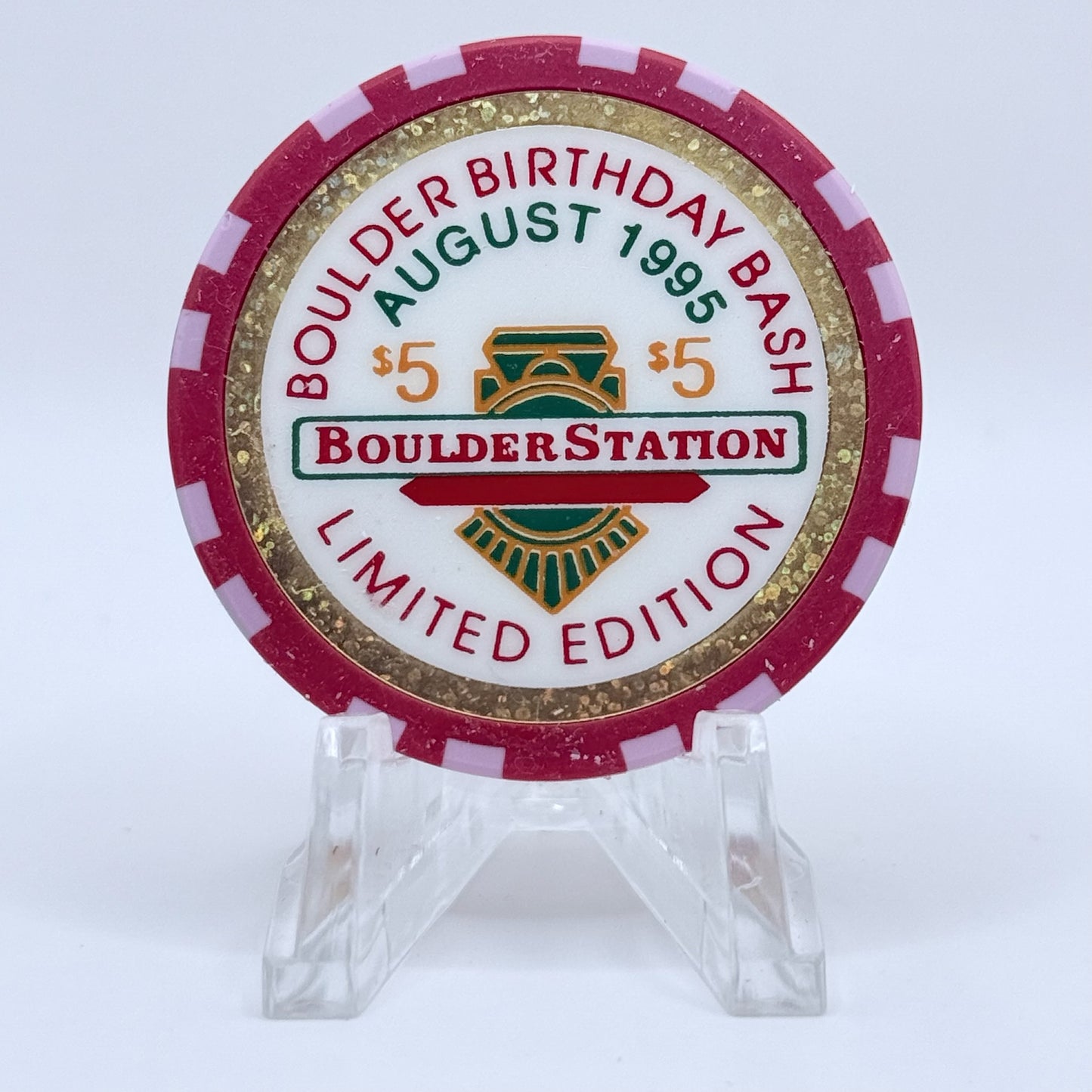 Boulder Station Las Vegas Nevada 1995 'Boulder Birthday Bash' LE $5 Casino Chip N0532