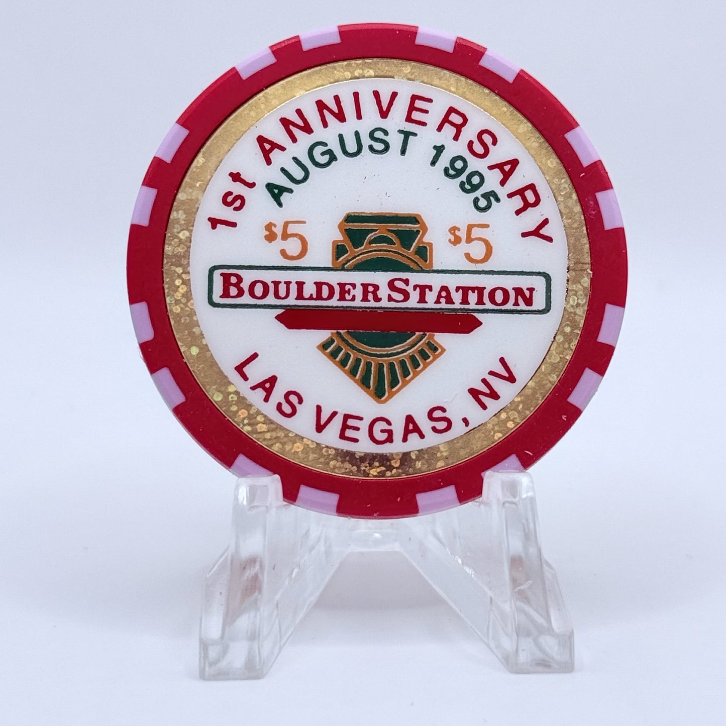 Boulder Station Las Vegas Nevada 1995 'Boulder Birthday Bash' LE $5 Casino Chip N0532