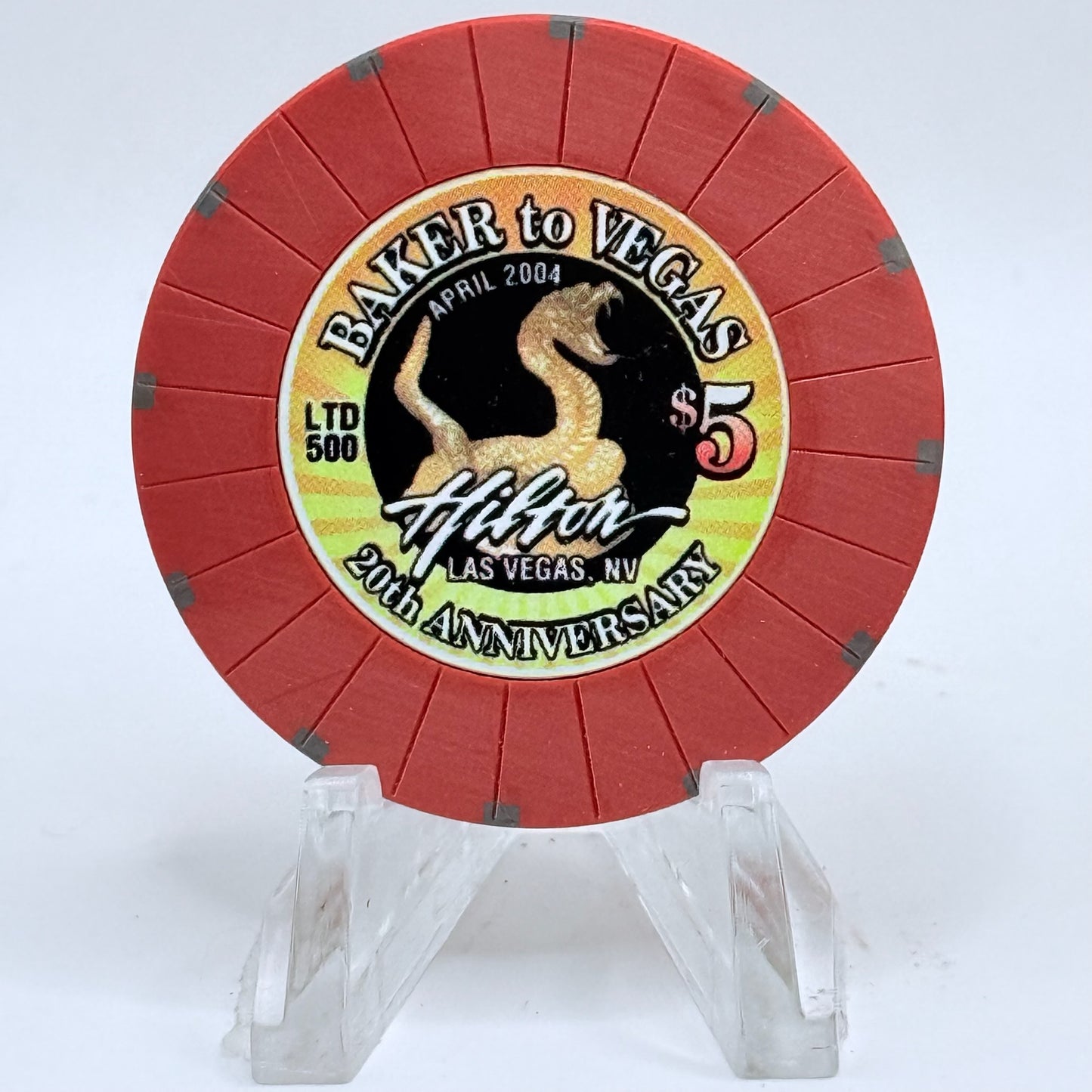 Las Vegas Hilton Las Vegas Nevada 2004 'Baker To Vegas' LE $5 Casino Chip E3352