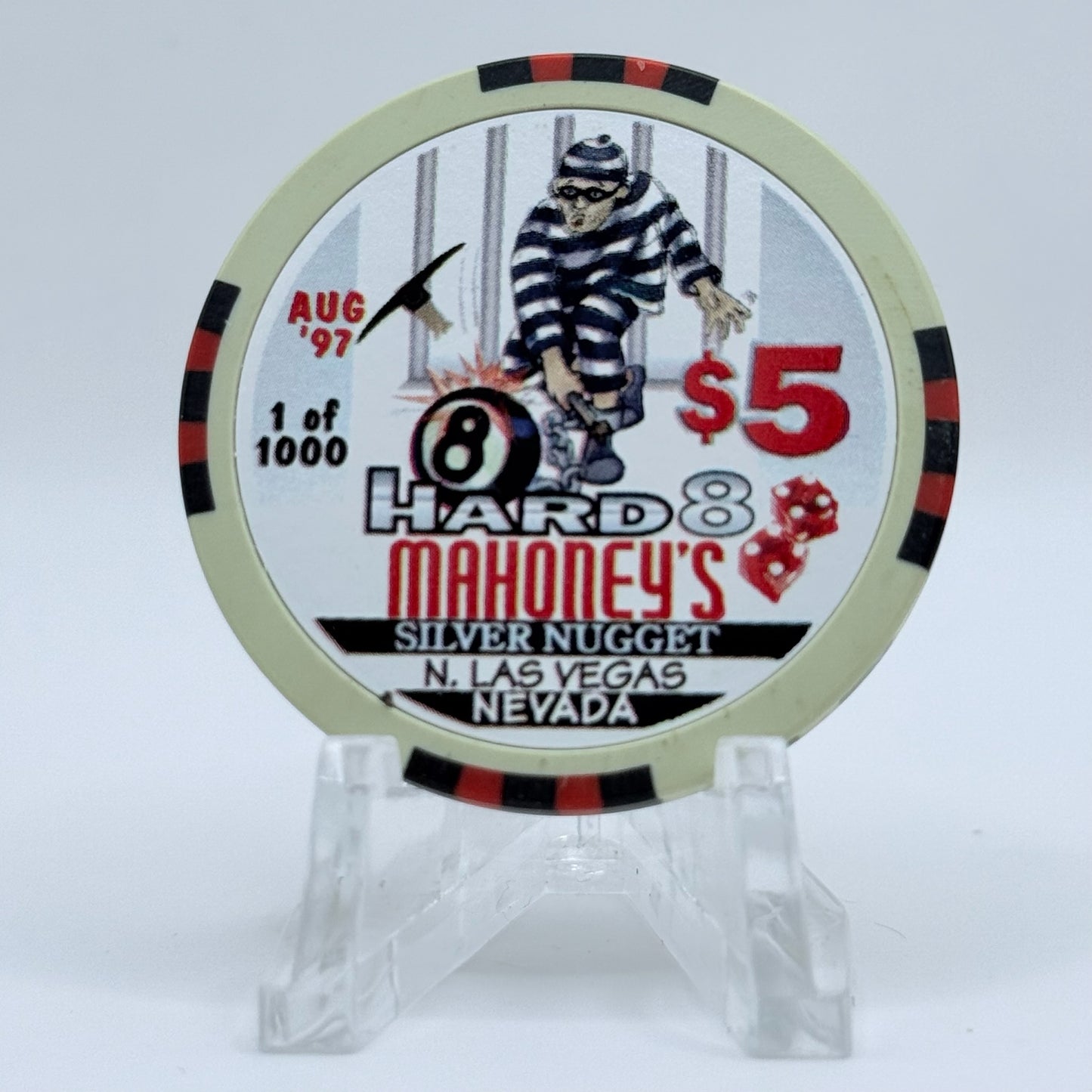 Mahoney's Silver Nugget N. Las Vegas Nevada 1997 'Hard 8' LE $5 Casino Chip V1519