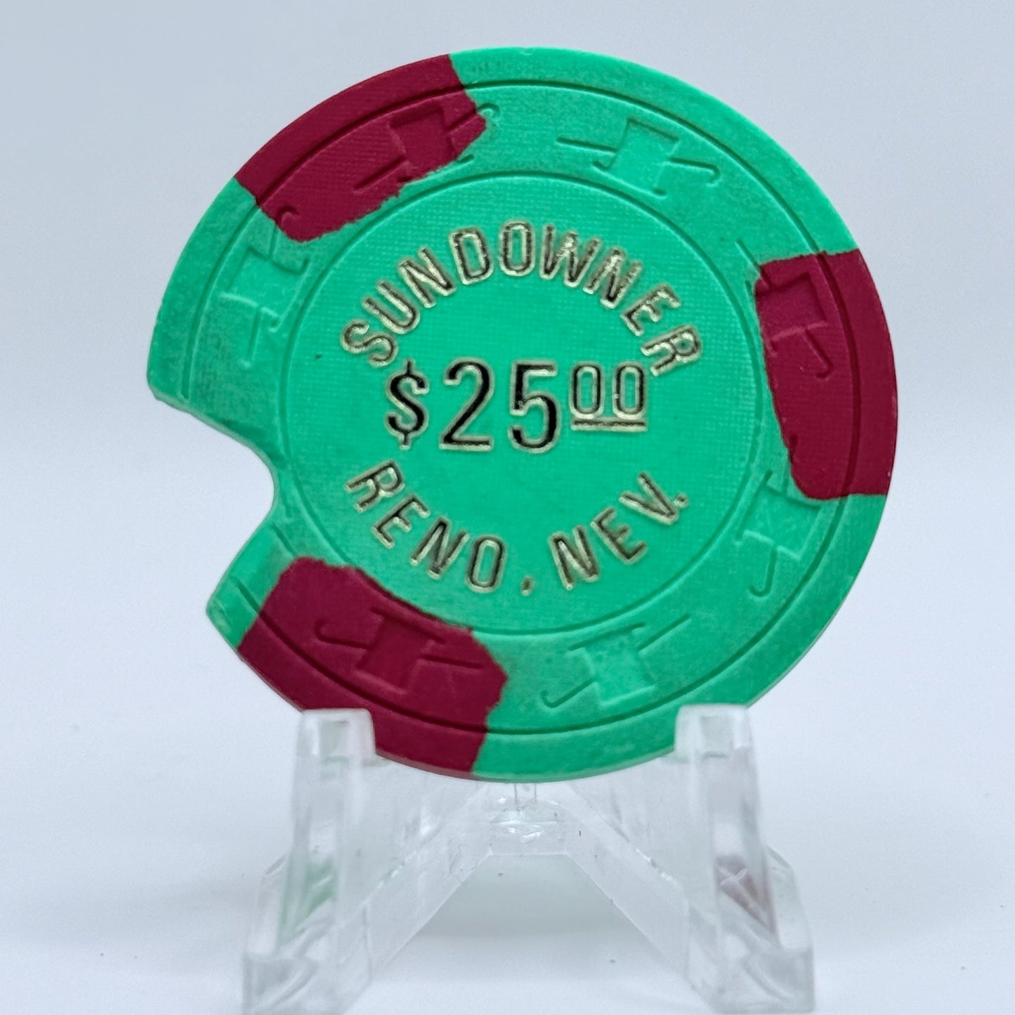 Sundowner Reno Nevada 1980s 'Notched' $25 Casino Chip V3469