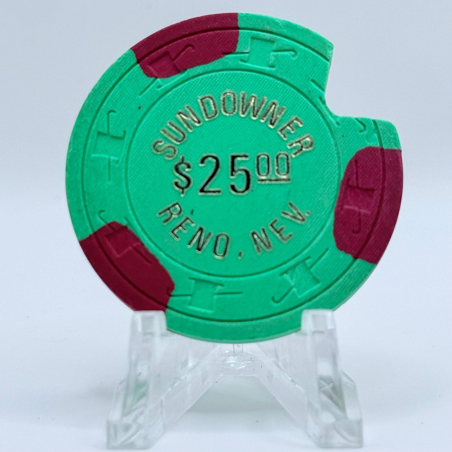 Sundowner Reno Nevada 1980s 'Notched' $25 Casino Chip V3469