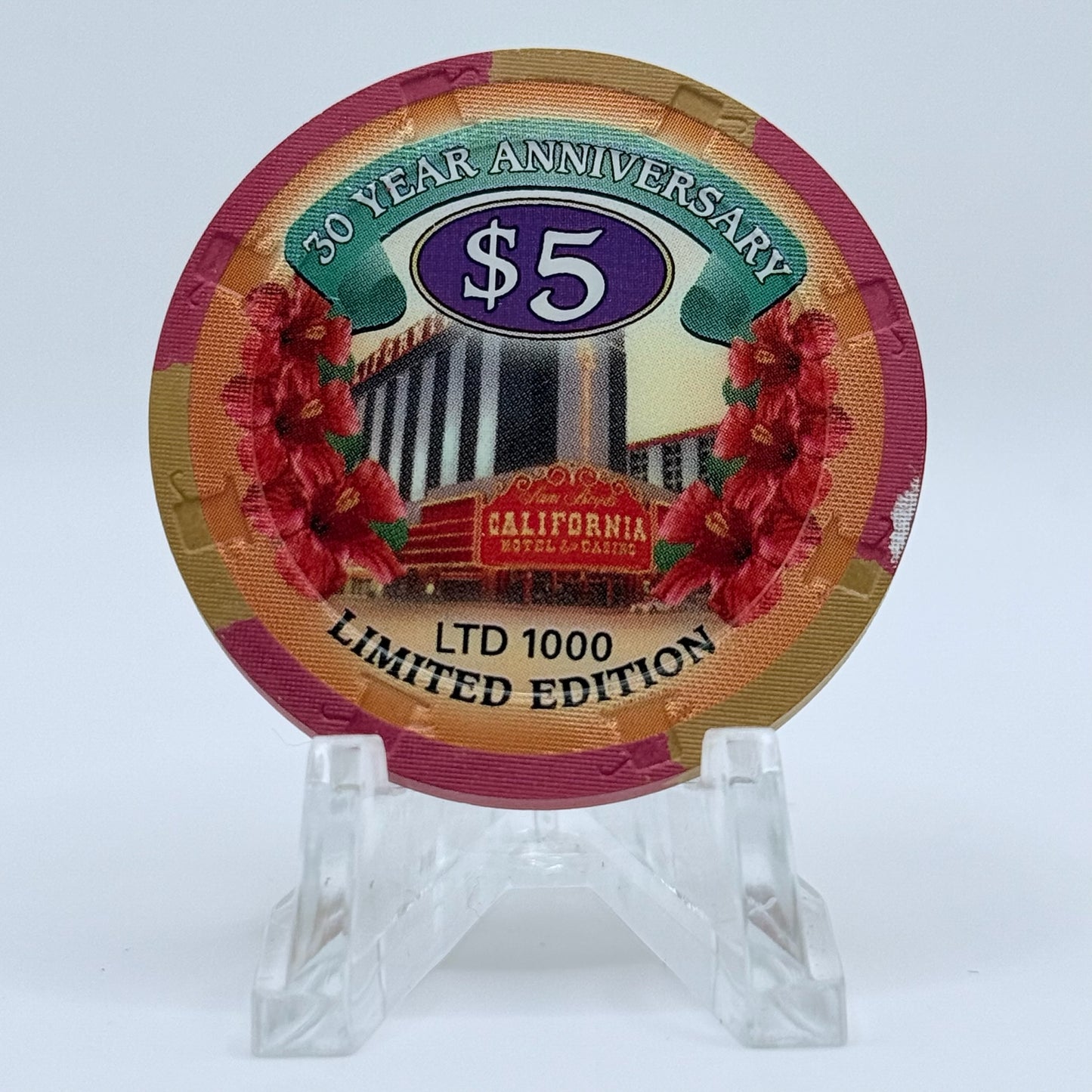 California Hotel Las Vegas Nevada 2005 '30 Year Anniversary' LE $5 Casino Chip E4266