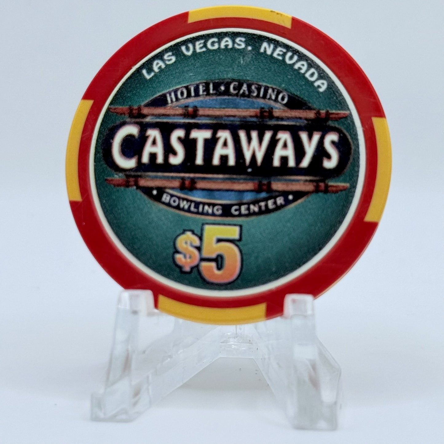 Castaways Hotel Casino Bowling Las Vegas Nevada 2000 'New Years' LE $5 Casino Chip V7451