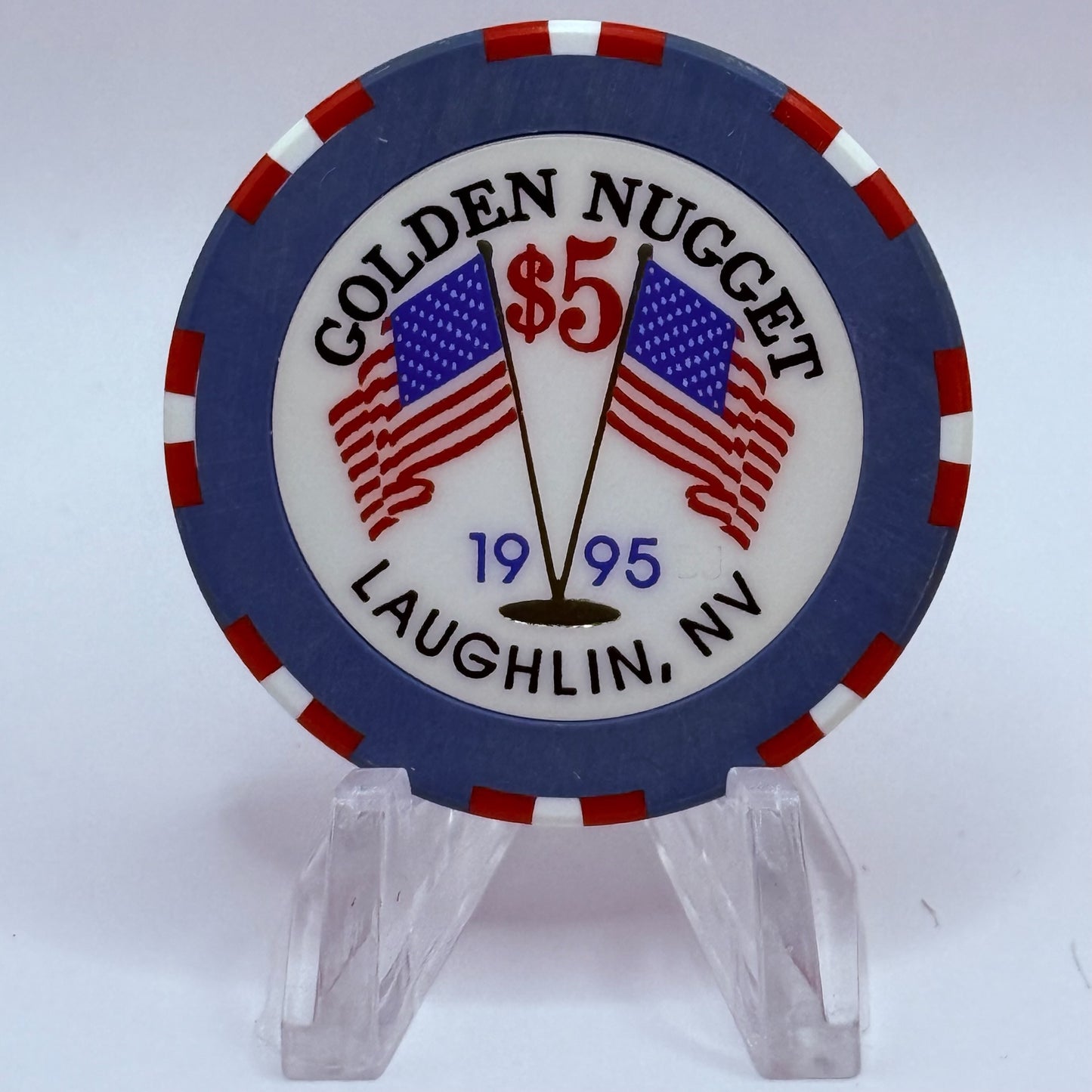 Golden Nugget Laughlin Nevada 1995 '4th of July' LE $5 Casino Chip N0460