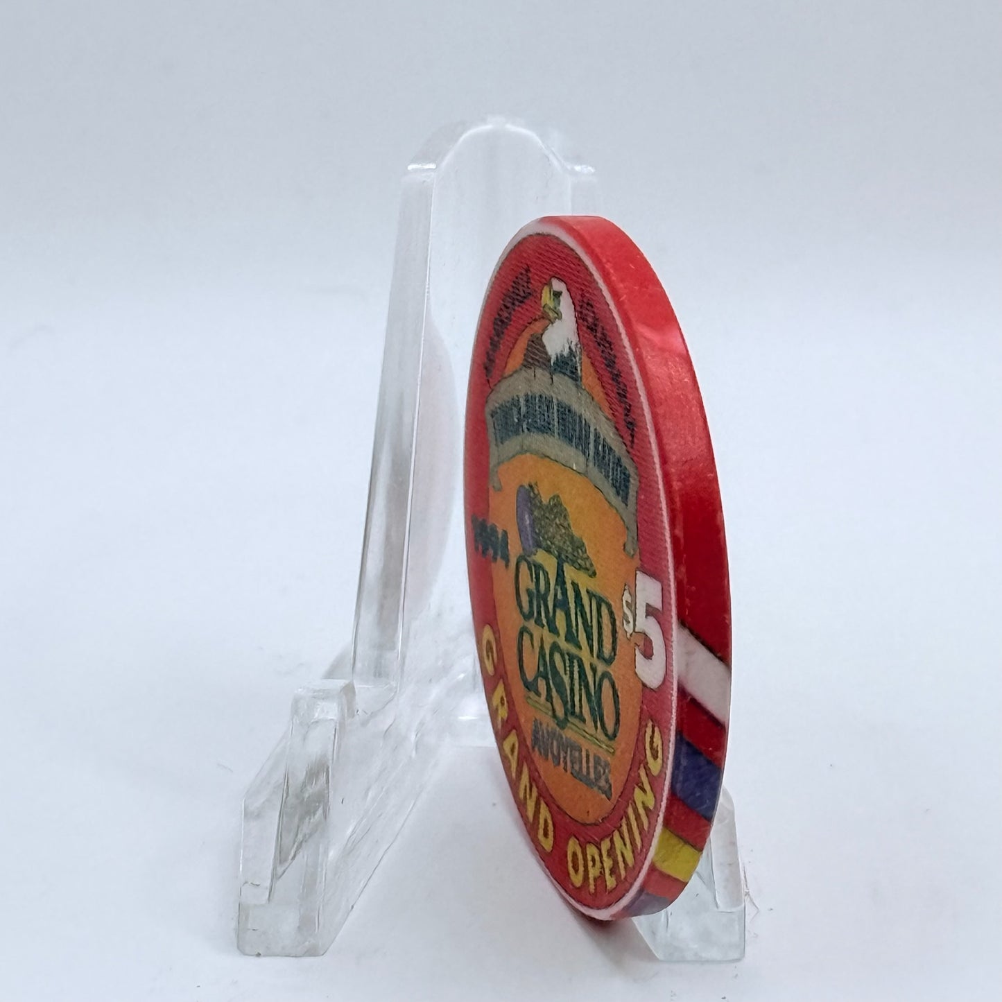 Grand Casino Avoyelles Marksville Louisiana 1994 'Grand Opening' LE $5 Casino Chip